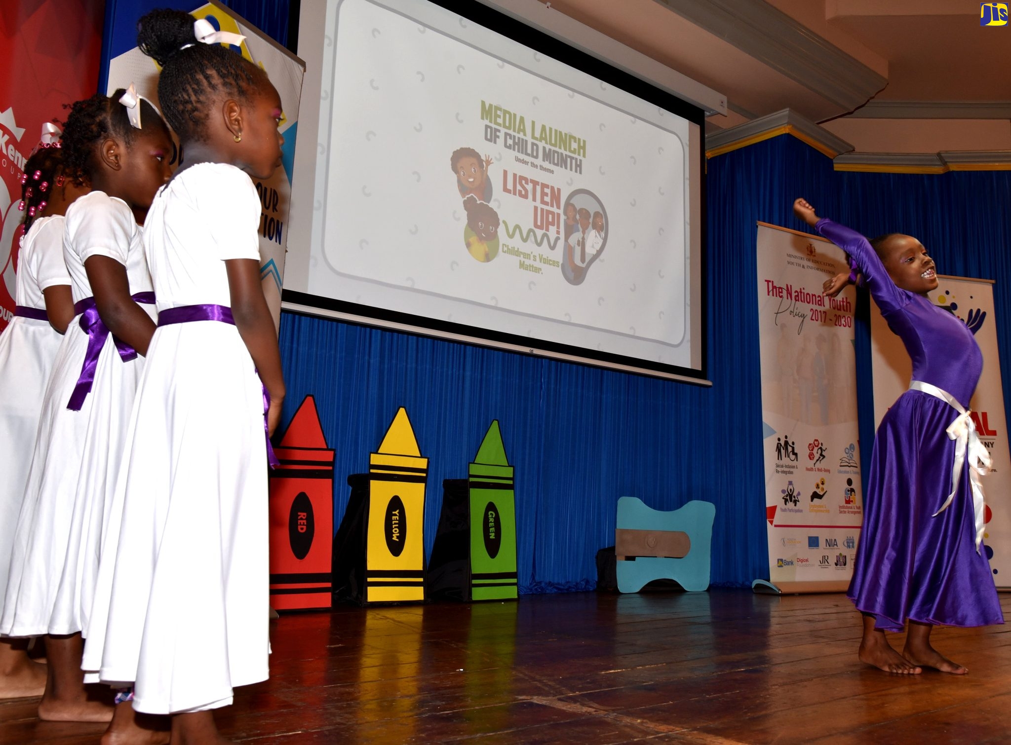 Students of the Wilbert Stewart Basic School in Kingston performing a dance  at the launch of Child Month 2022, on  April 20, at the Institute of Jamaica.
