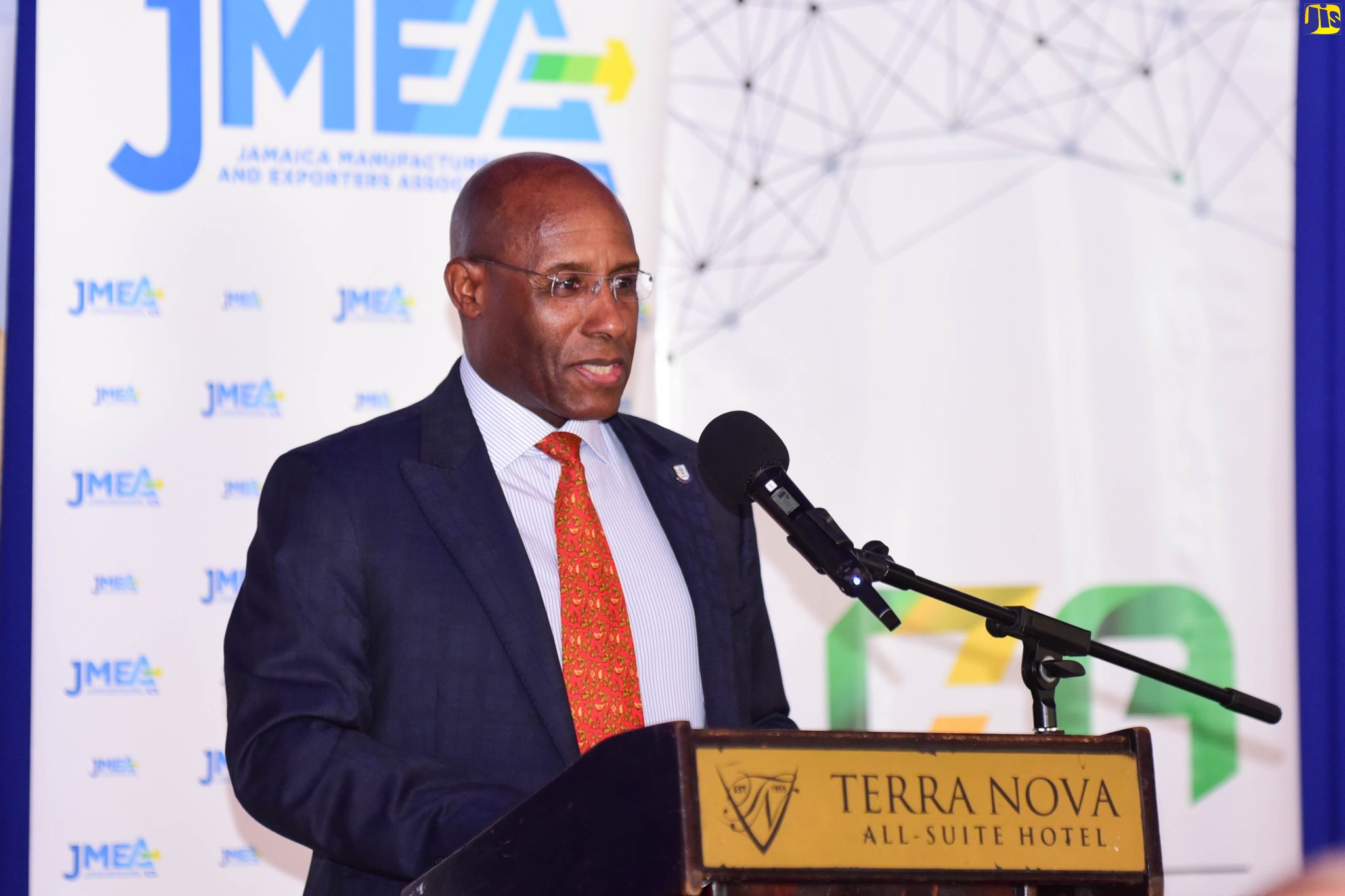 Minister of Industry, Investment and Commerce, Senator the Hon. Aubyn Hill, delivers the keynote address during the Jamaica Manufacturers and Exporters Association (JMEA) National Exporters’ Month Breakfast Forum at the Terra Nova All-Suite Hotel in St. Andrew on Thursday (May 19). The event was held under the theme ‘Building Back Stronger Through Exports’.