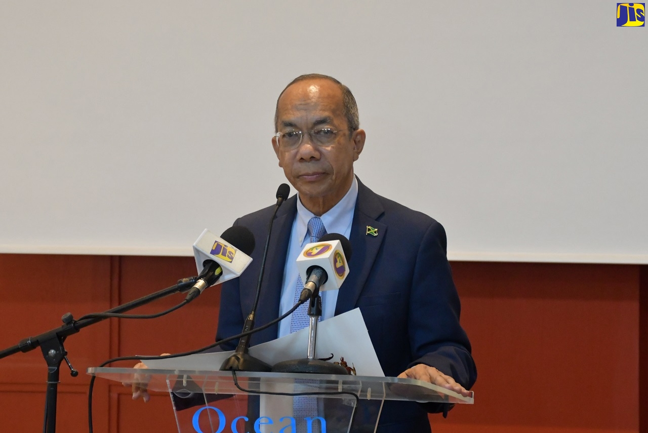 Minister of National Security, Hon. Dr. Horace Chang, addresses the 10th Annual General Meeting for the Caribbean Federation of Police Welfare Associations (CFPWA), at the Ocean Coral Spring Hotel in Trelawny, on May 11.