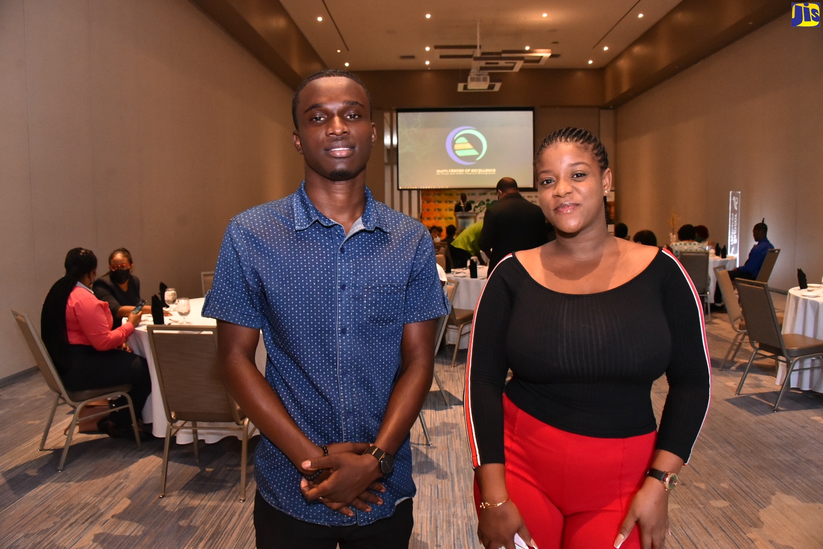 Tertiary scholarship recipients Derval Reid (left) and Aneka Gardner at the awards luncheon held at the AC Hotel by Marriott in Kingston on Wednesday (May 18). They are two of 10 wards of the State to benefit from scholarships from Children of Jamaica Outreach (COJO).