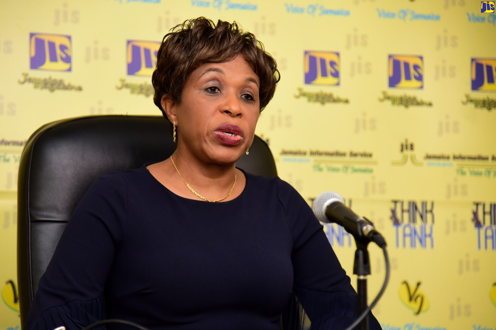 Senior Medical Officer at the Spanish Town Hospital, Dr. Jacqueline Wright-James, addresses a JIS Think Tank on the occasion of the institution’s 70th anniversary.
