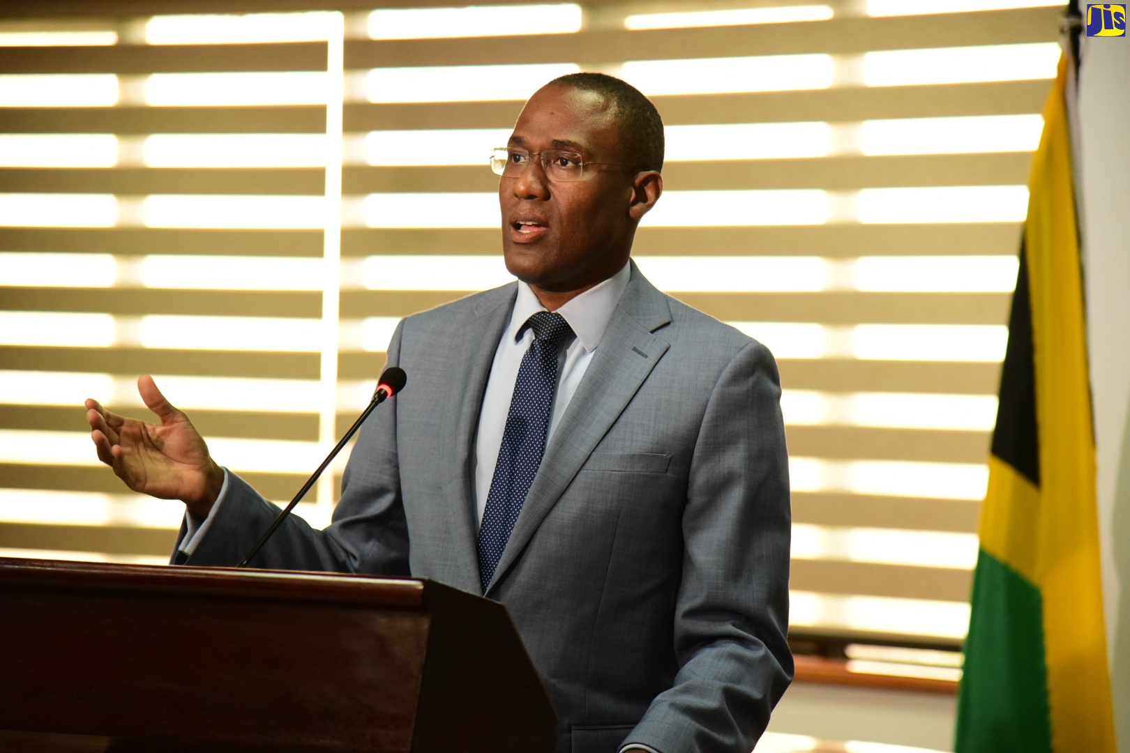 Minister of Finance and the Public Service, Dr. the Hon. Nigel Clarke, announces new leave entitlements for public sector workers during a press conference held on Tuesday (July 12) at his National Heroes Circle offices in downtown Kingston, which was streamed online.
