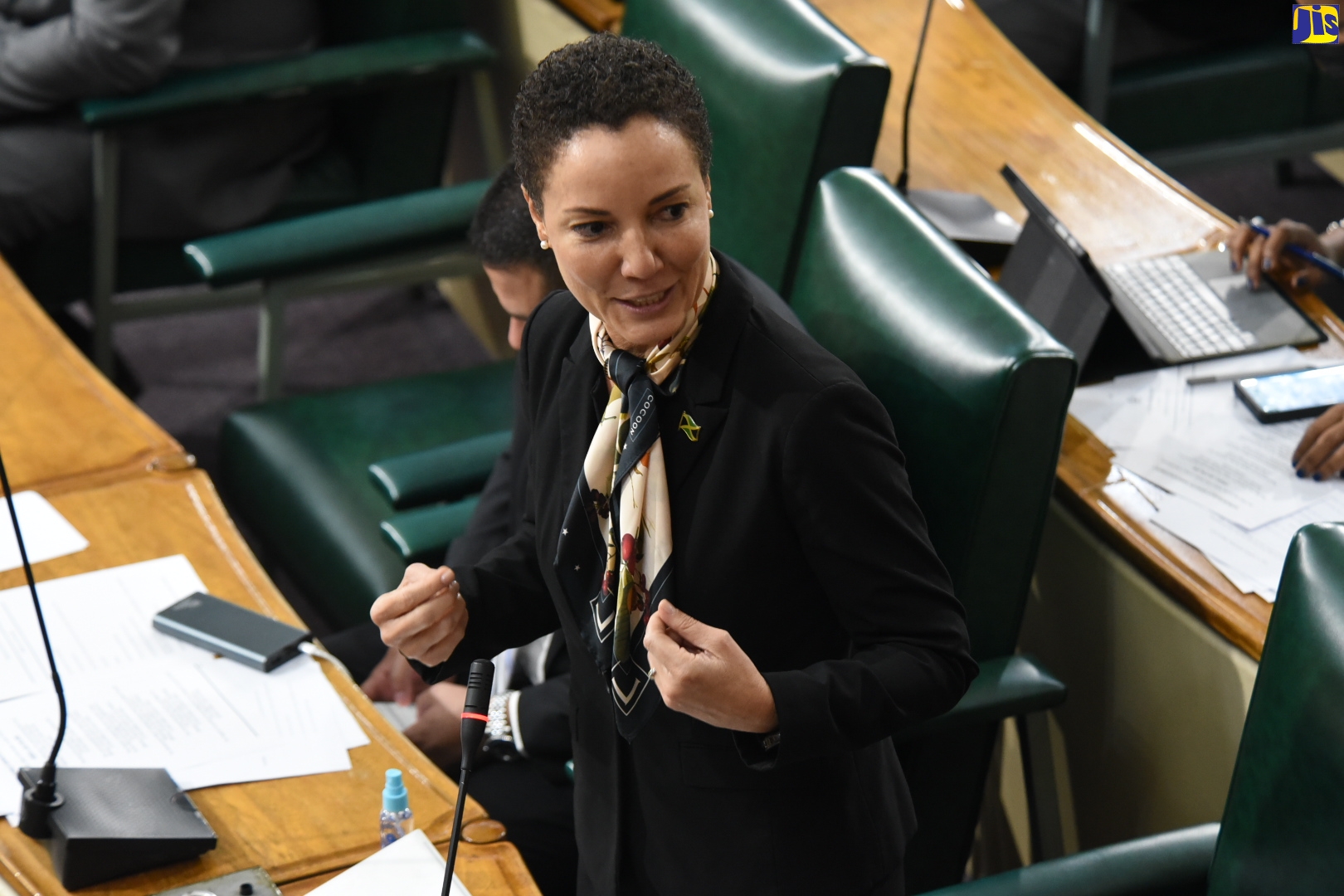 Leader of Government Business in the Senate and Minister of Foreign Affairs and Foreign Trade,  Hon. Kamina Johnson Smith, speaks in the Senate on Friday (July 8). 