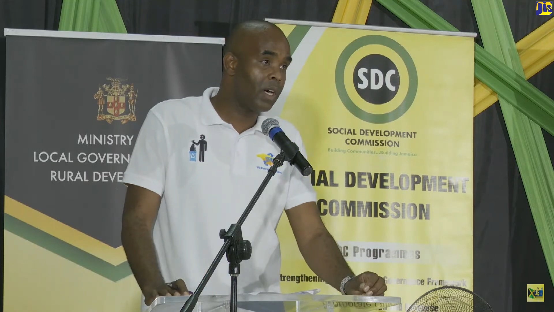Regional Operations Manager of SPM Waste Management Limited, Edward Muir, addresses the first in a series of Disaster Preparedness Town Halls, organised by the Ministry of Local Government and Rural Development on July 7, at Rocky Point, Clarendon.