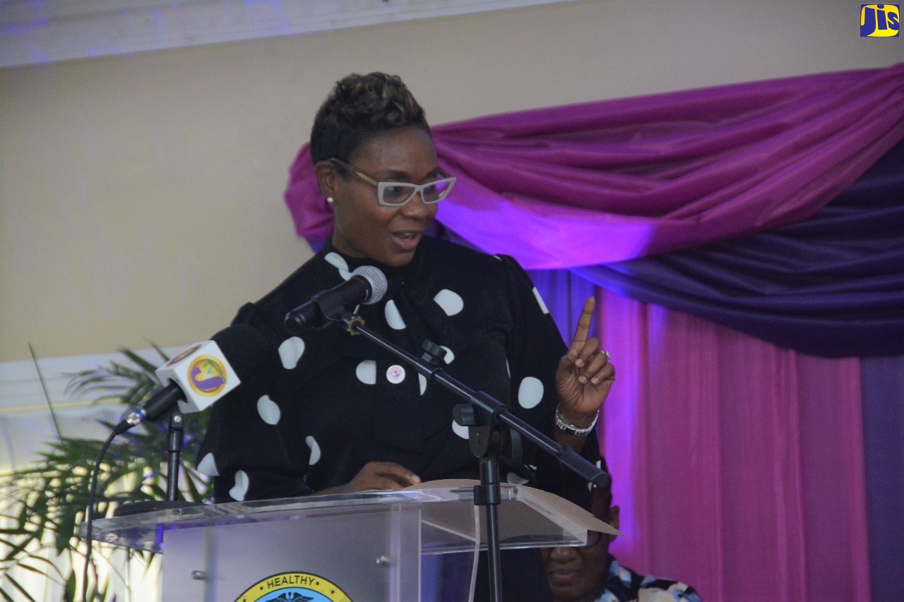 Minister of State in the Ministry of Health and Wellness, Hon. Juliet Cuthbert – Flynn addresses the Northeast Regional Health Authority (NERHA) Healthcare Workers’ Appreciation Month launch and awards ceremony, which was held at Jewel Paradise Cove in Runaway Bay, St. Ann on July 8.