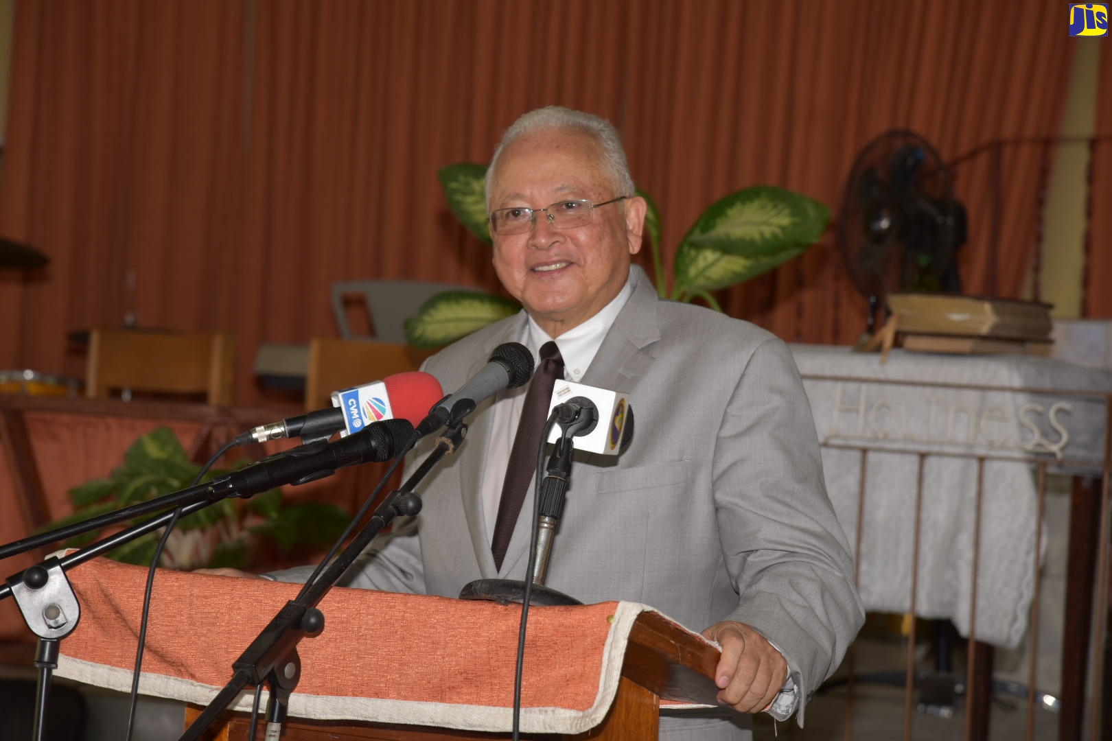 Justice Minister, Hon. Delroy Chuck, addresses the commissioning ceremony for 40 Justices of the Peace in St. Thomas on Thursday (July 21) at the Yallahs Baptist Church.
