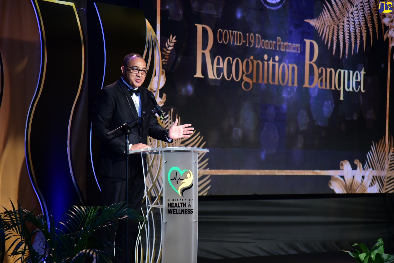 Minister of Health and Wellness, Dr. the Hon. Christopher Tufton, addressing the COVID-19 Donor Partners Recognition Banquet held on July 29 at the Jamaica Pegasus Hotel, New Kingston.