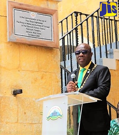 Chairman of the Trelawny Municipal Corporation and Mayor of Falmouth, Councillor Colin Gager addresses the audience at the Independence Day Civic Ceremony held in Falmouth on Saturday (August 6).
