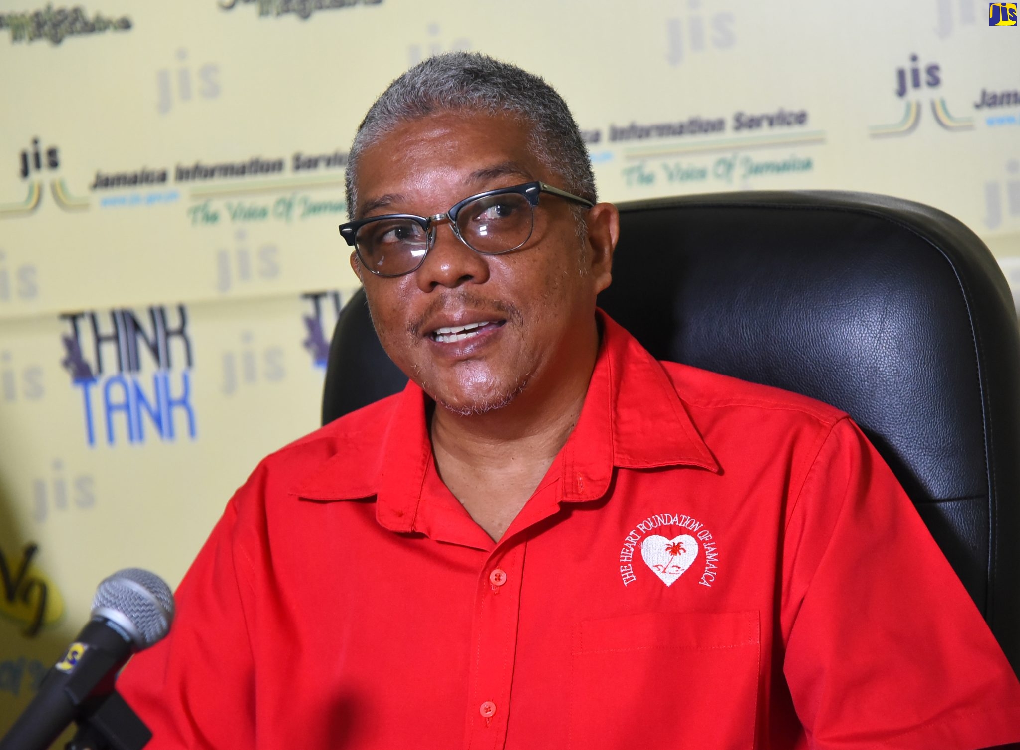 Director of Emergency Cardiac Care at the Heart Foundation of Jamaica, Dr. Hugh Mark Wong, addresses a JIS ‘Think Tank’, on the importance of Cardiopulmonary Resuscitation, today (August 23).