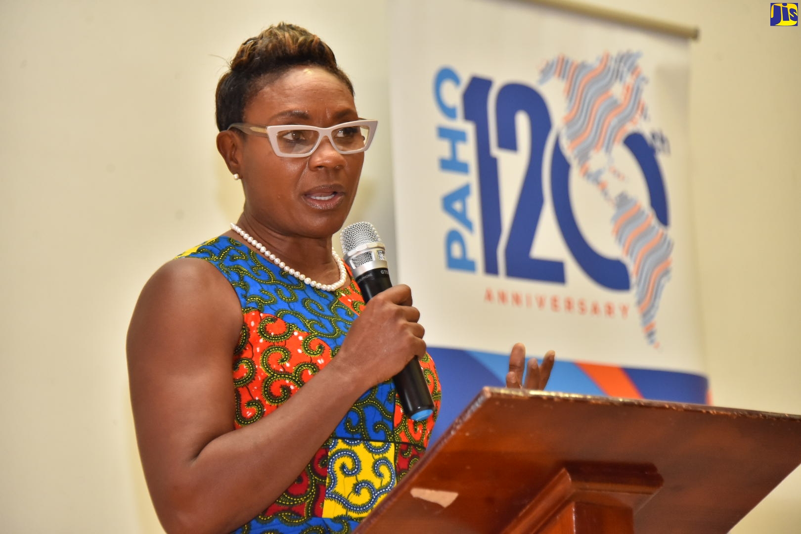 State Minister in the Ministry of Health and Wellness, Hon. Juliet Cuthbert-Flynn, speaks at the Pan American Health Organization’s (PAHO) 120th anniversary youth dialogue at the University of the West Indies (UWI) Mona Campus on Thursday (July 28).