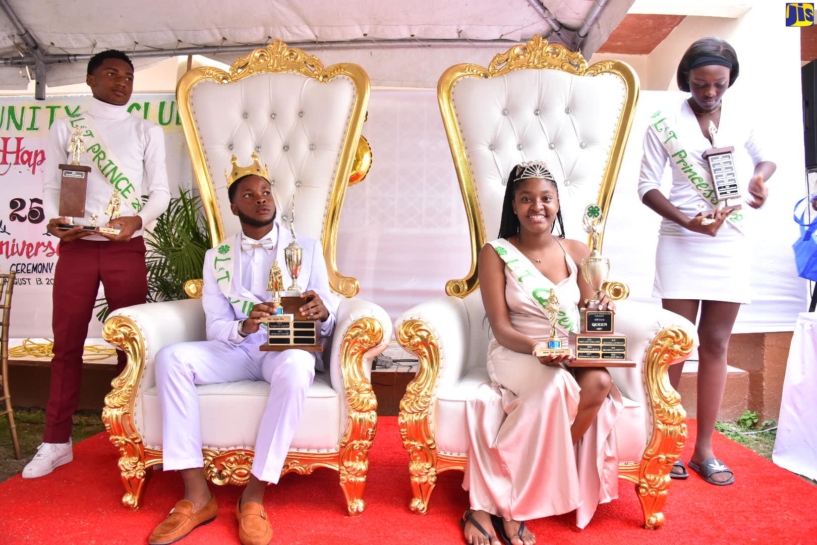 The Lauriston/Thompson Pen Community 4-H Club’s 2022 royalty are, (from left), Prince, Raheem Smith; King, Naquan Allen; Queen, Toni-Ann Dean; and Princess, Nyoka Dockery. The winners were crowned and sashed in an official 25th anniversary ceremony at the Shiloh Apostolic Church in Spanish Town on Saturday (August 13).