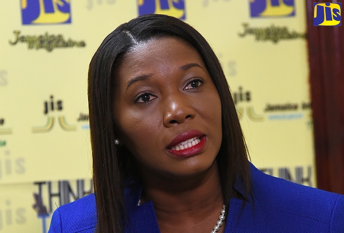 Regional Director, Region 1, at the Human Employment and Resource Training/National Service Training Agency (HEART/NSTA) Trust, Charlene Mohan,  speaks at a recent Jamaica Information Service (JIS) ‘Think Tank’, at the agency’s head office in Kingston.