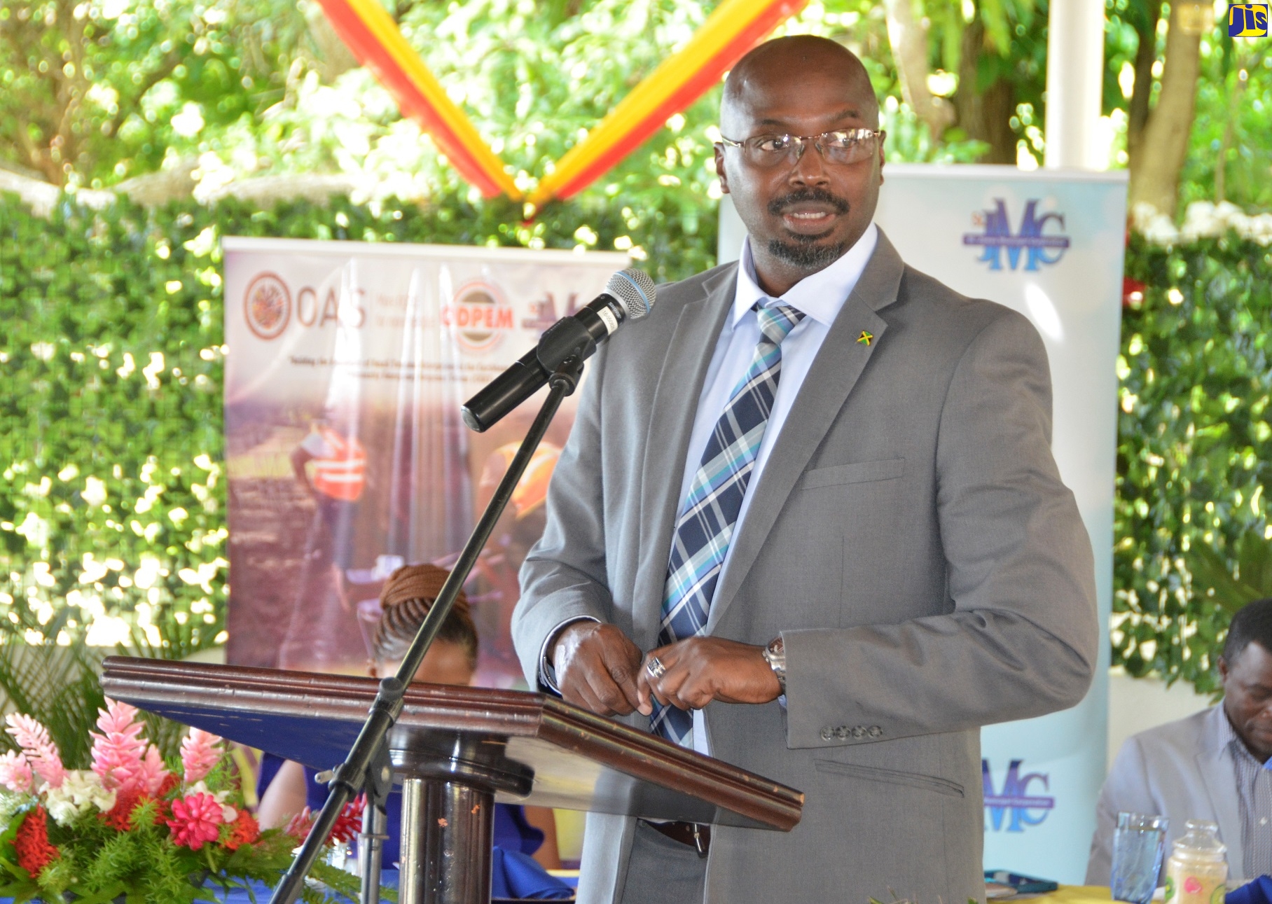 Director General of the Office of Disaster Preparedness and Emergency Management (ODPEM), Richard Thompson, addresses the opening ceremony for the Community Emergency Response Team (CERT) training programme at the Verney House Resort in Montego Bay, St. James on September 12. The training is part sponsored by the Organization of American States (OAS).