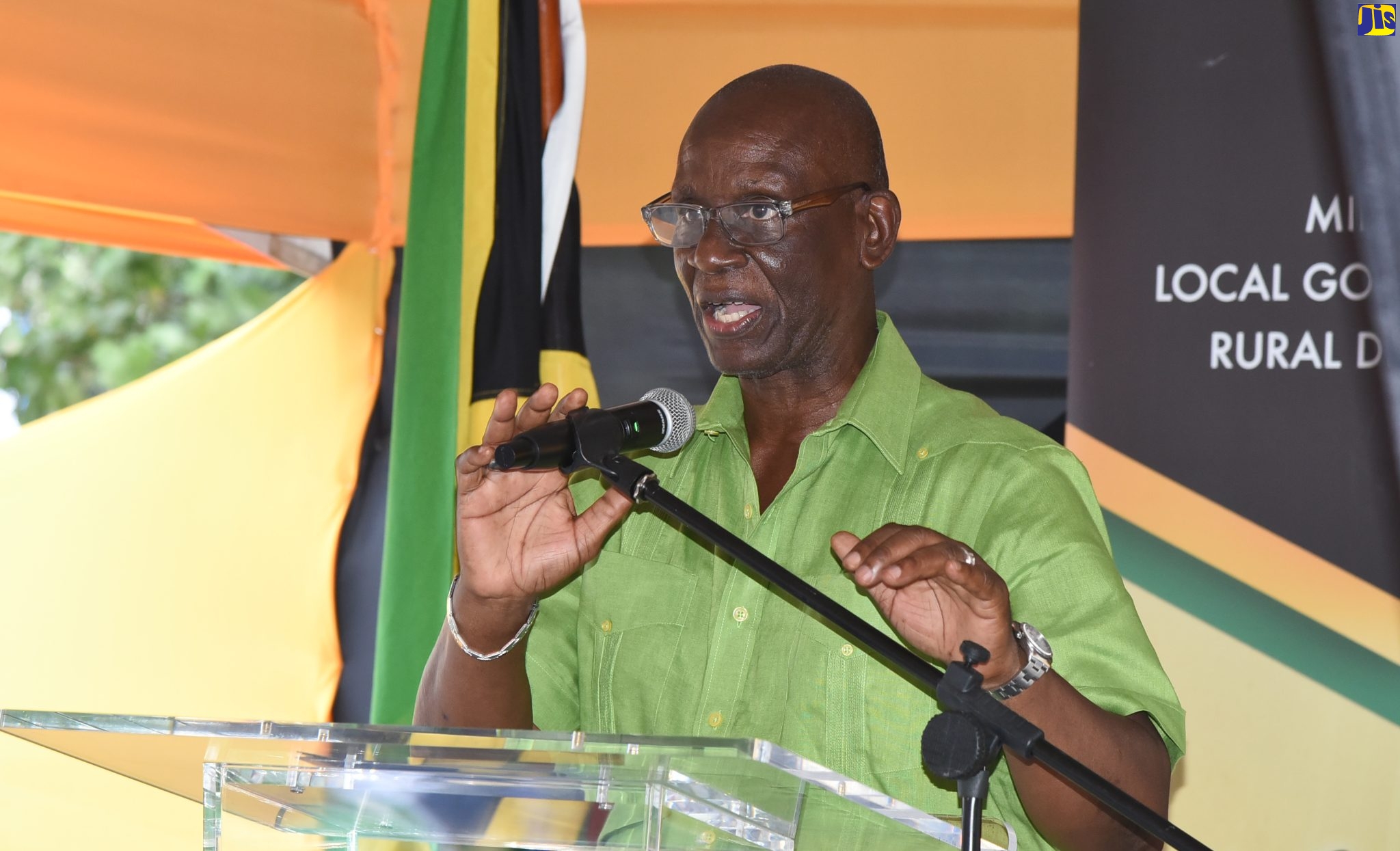 Minister of Local Government and Rural Development, the Hon. Desmond McKenzie, speaking at the handover of an apartment complex as part of the Government of Jamaica’s social housing initiative, at Fourth Street, Belrock in Kingston on Friday, September 23.