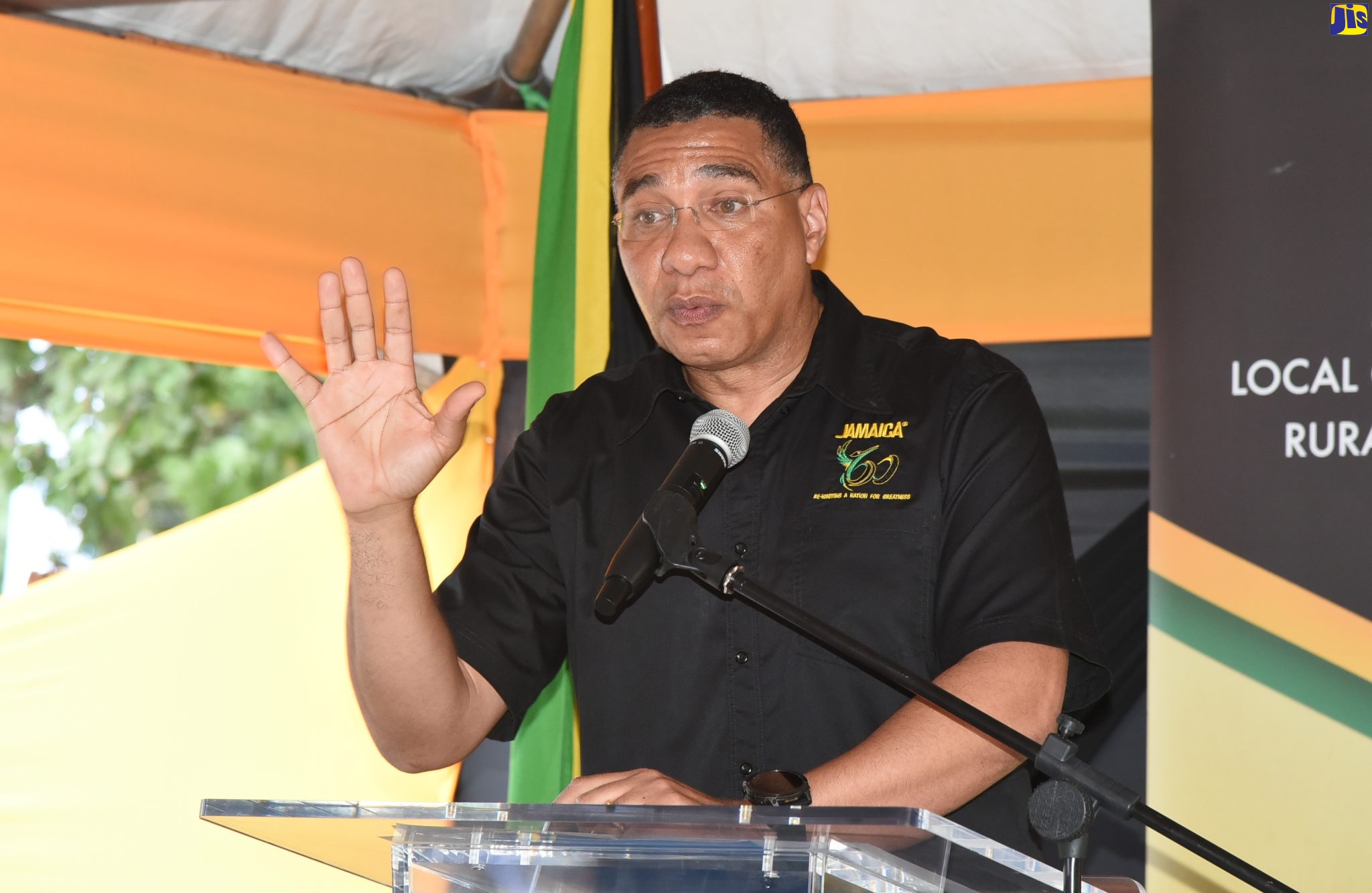 Prime Minister, the Most Hon. Andrew Holness, addresses the  hand over of an apartment complex as part of the Government of Jamaica’s social housing initiative, at Fourth Street, Belrock in Kingston on Friday, September 23.