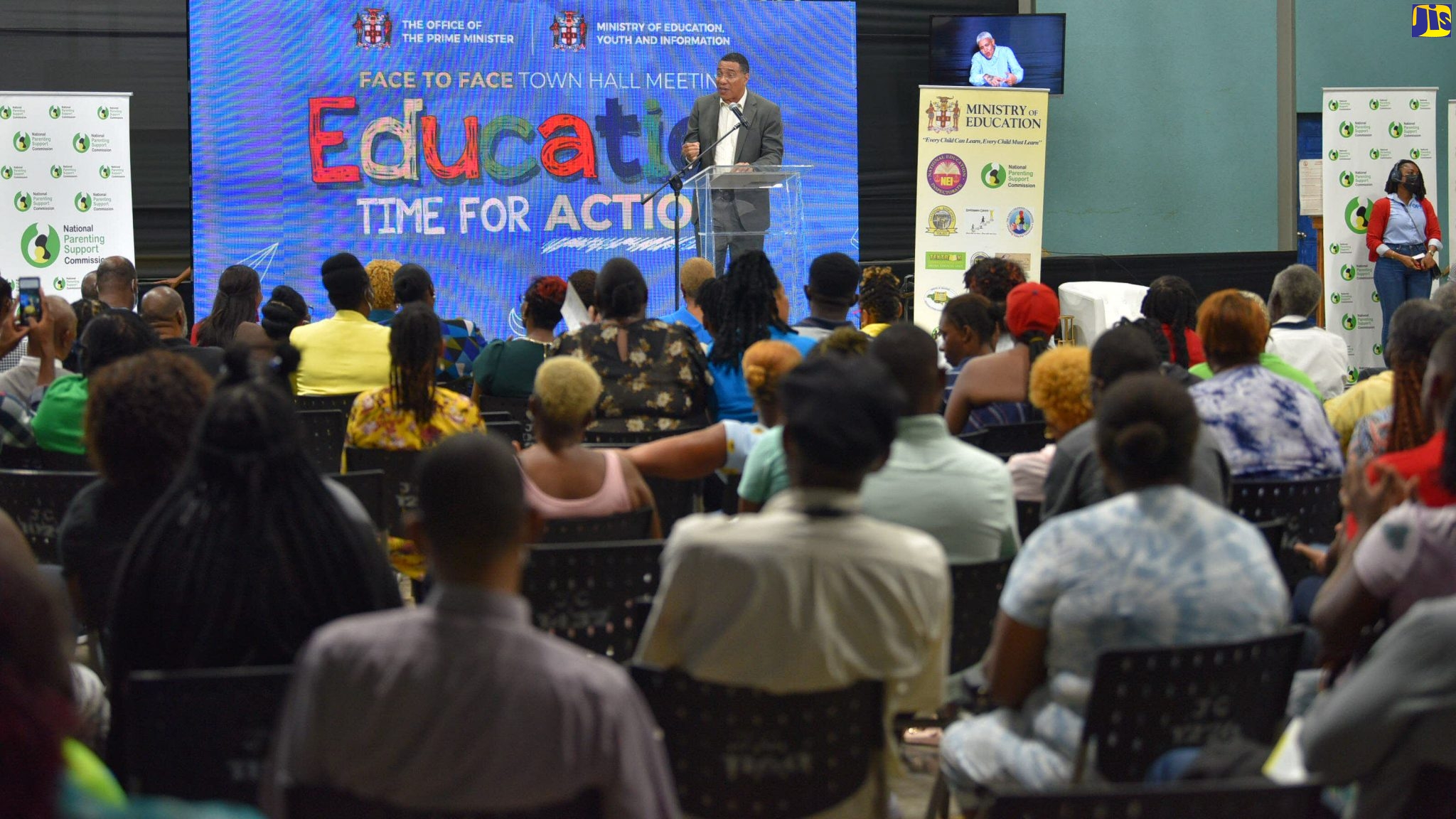Prime Minister, the Most Hon. Andrew Holness, addresses the audience at the Office of the Prime Minister’s (OPM) Face-to-Face Town Hall Meeting on Education on Friday (September 9), at Jamaica College in St. Andrew.