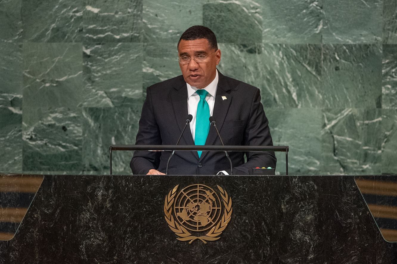 Prime Minister, the Most. Hon. Andrew Holness, addresses the 77th United Nations General Assembly in New York on September 22.