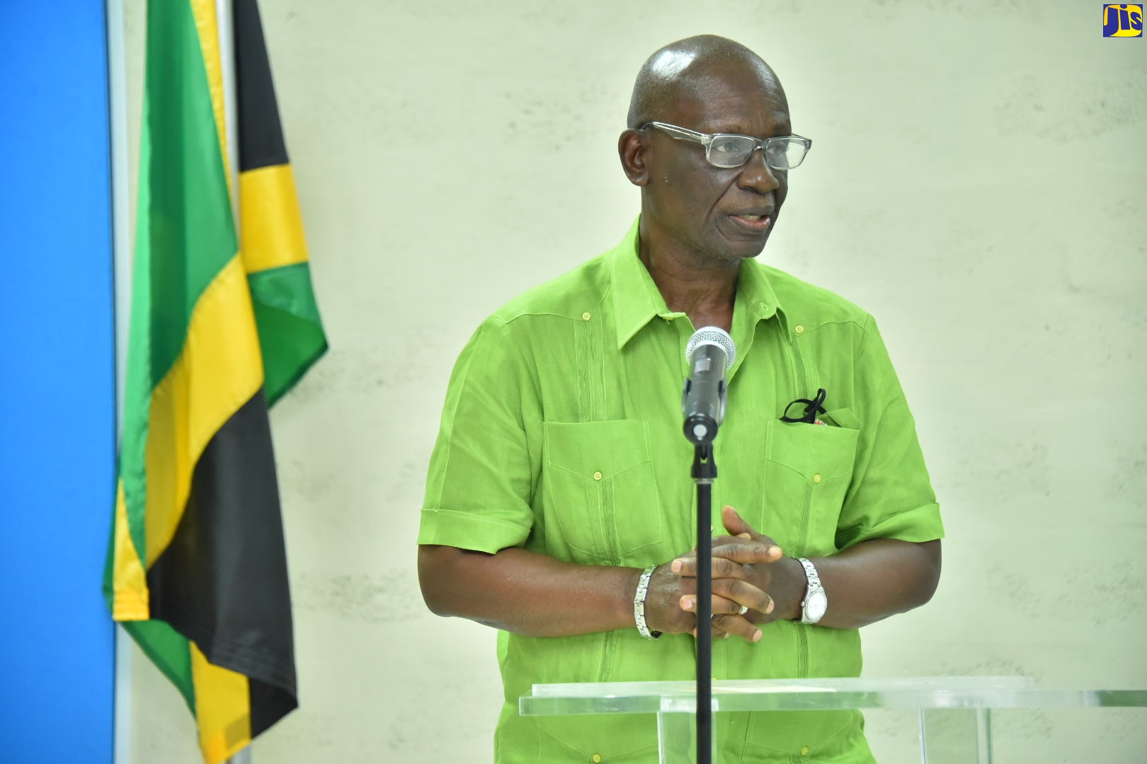 Minister of Local Government and Rural Development, Hon. Desmond McKenzie, addresses a special meeting of the National Disaster Risk Management Council at the Ministry’s office in Kingston on Friday (September 23).
