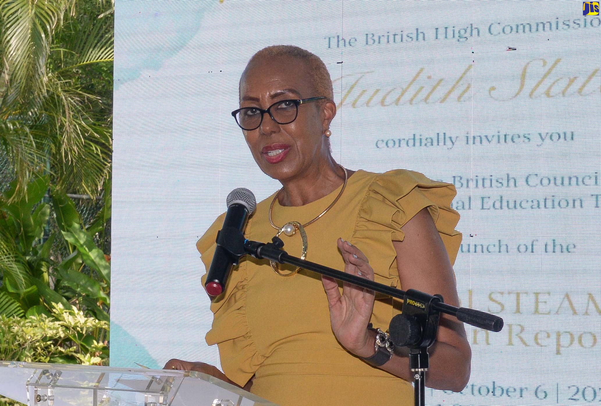 Minister of Education and Youth, the Hon. Fayval Williams, speaks at the recent launch of the National Science, Technology, Engineering, Arts and Mathematics (STEAM) Education Report,  at the British High Commissioner’s residence in Kingston.

