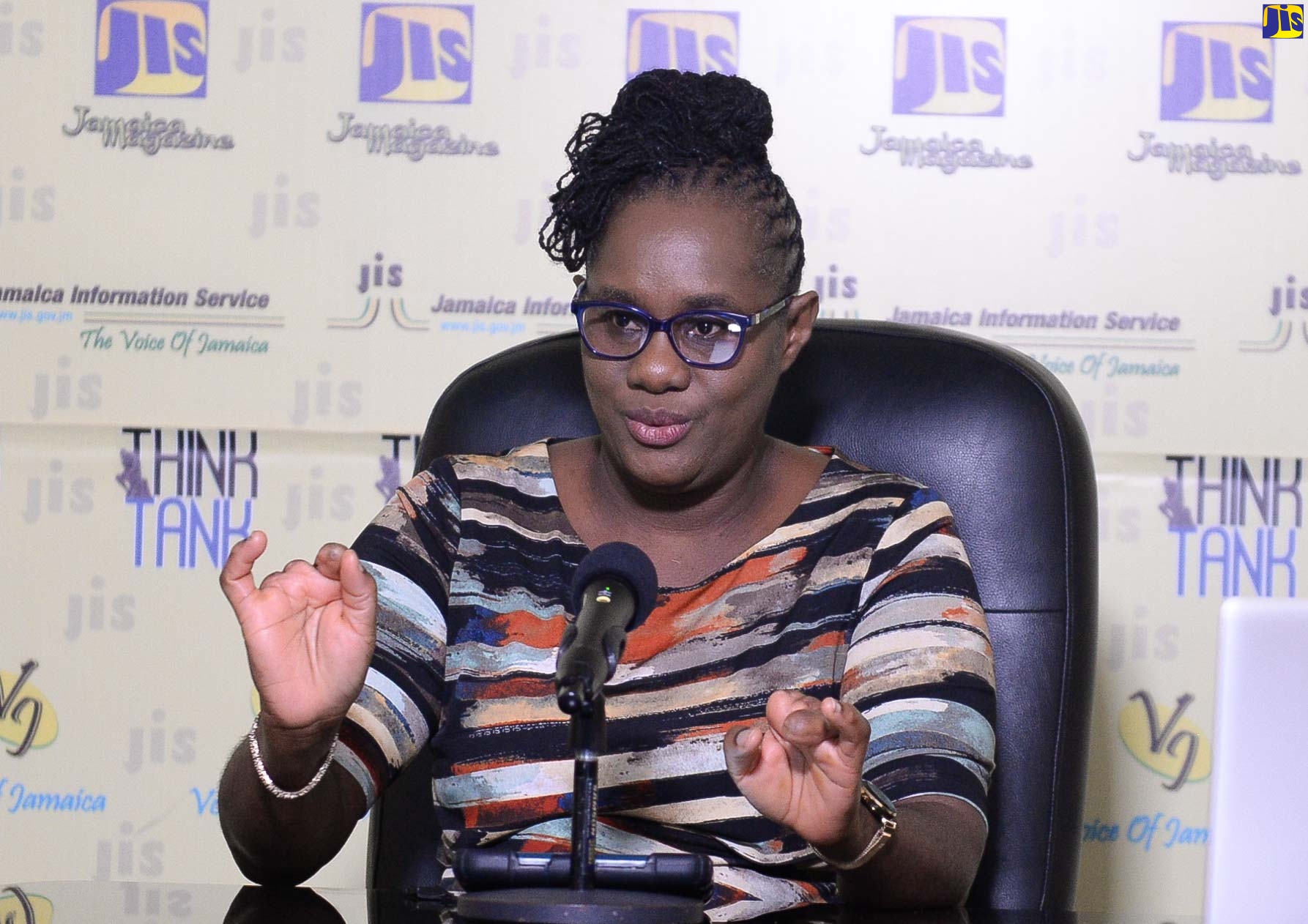 Executive Director of the Jamaica Council for Persons with Disabilities (JCPD), Dr. Christine Hendricks, addressing a Jamaica Information Service (JIS) Think Tank, today (October 4).