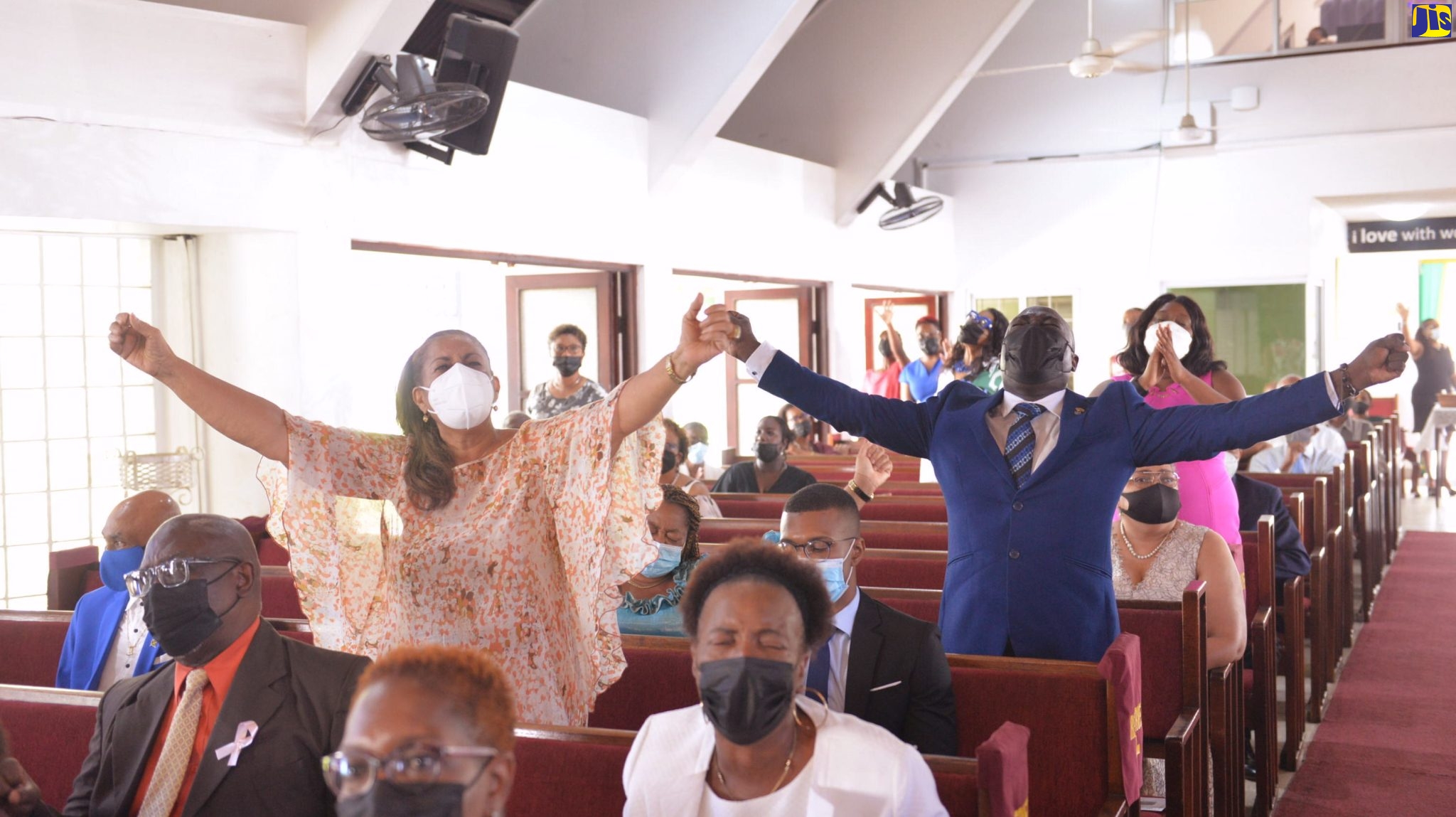 Worshippers participate in Sunday’s (October 2) thanksgiving service at Webster Memorial United Church in Kingston, which kicked off activities marking National Customer Service Week 2022, from October 2 to 8. 