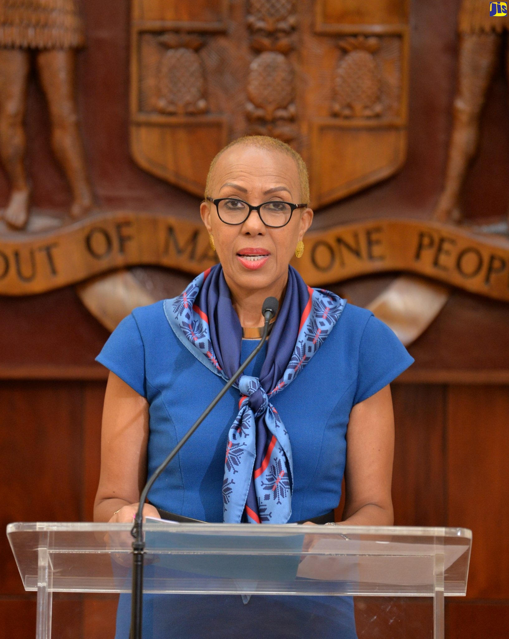 Minister of Education and Youth, Hon. Fayval Williams, addressing Wednesday’s (October 26) post-Cabinet press briefing at Jamaica House.