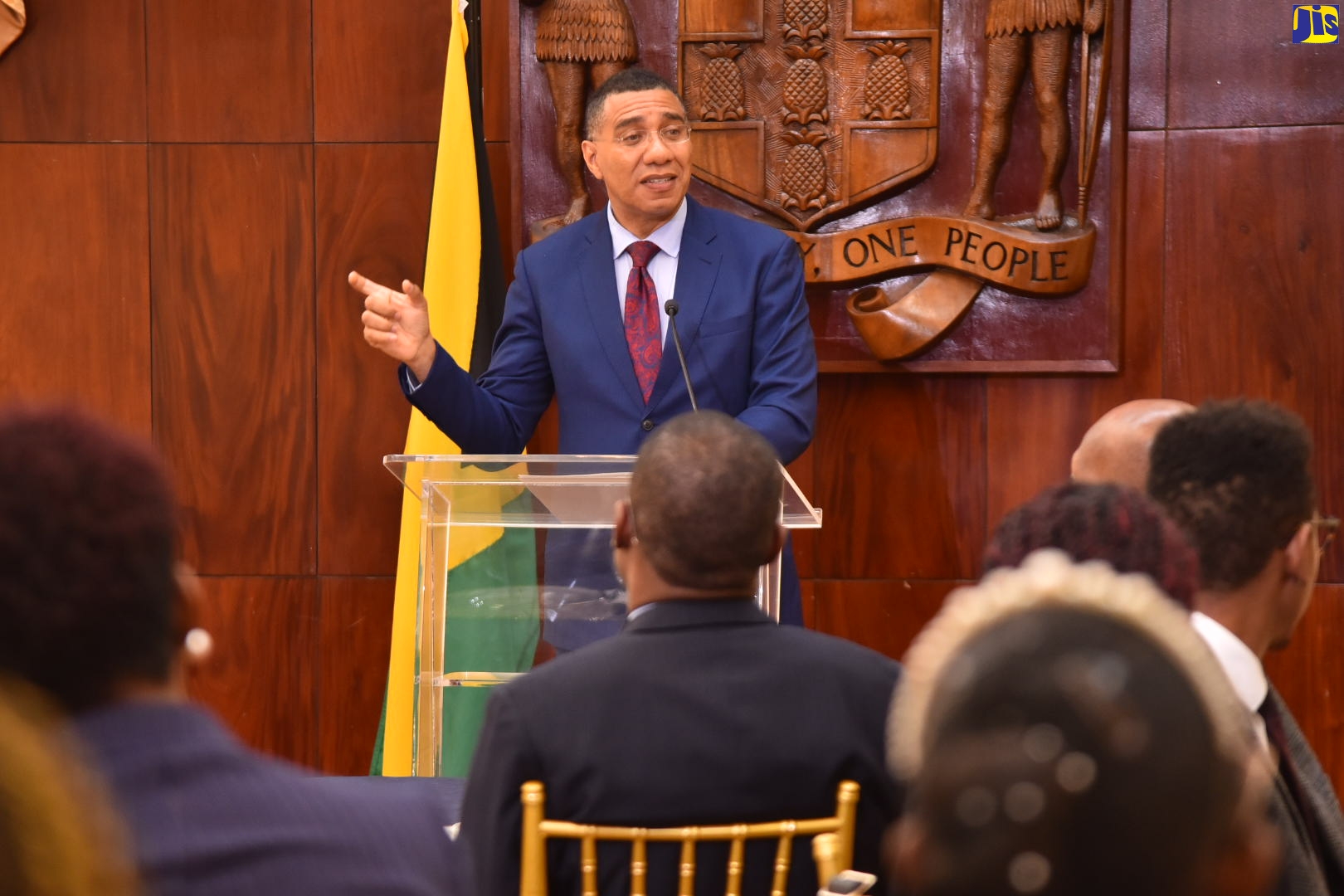 Prime Minister, the Most Hon. Andrew Holness, speaking during Wednesday’s (November 2¬) farewell luncheon for the second cohort of participants in the Jamaica House Fellowship Programme. The function was held at Jamaica House.