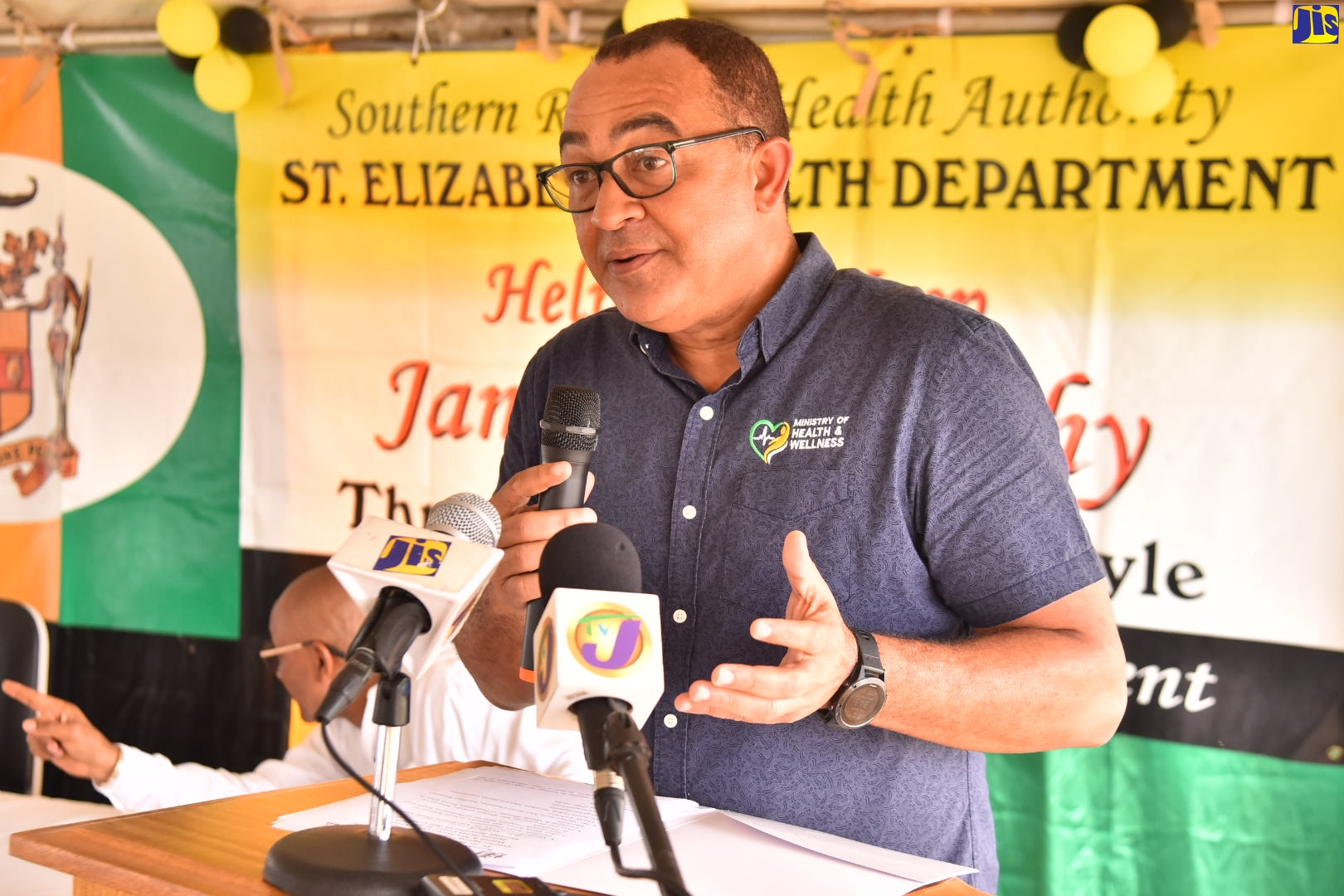 Minister of Health and Wellness, Dr. the Hon Christopher Tufton, gives the keynote address at a contract-signing ceremony for the renovation of the Malvern and New Market Health Centres in St. Elizabeth.  The event was held on Thursday, November 3 on the grounds of the Malvern Health Centre.
