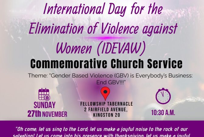 Activities To Mark International Day For The Elimination Of Violence Against Women Jamaica