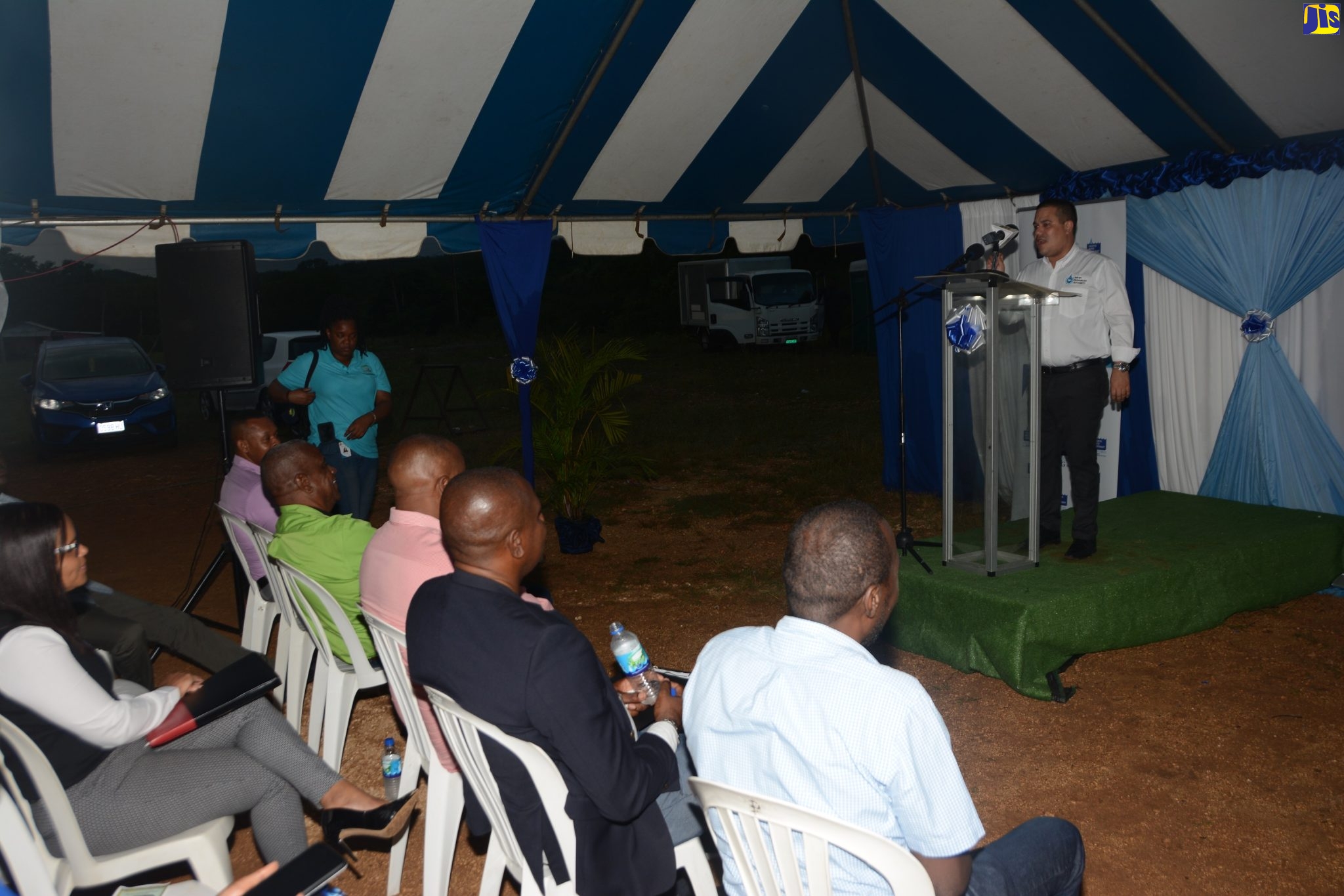 Minister without Portfolio in the Ministry of Economic Growth and Job Creation, Senator the Hon. Matthew Samuda, addresses the official commissioning of the $130-million New Building Water Supply System in St. Elizabeth, on Thursday (November 3).