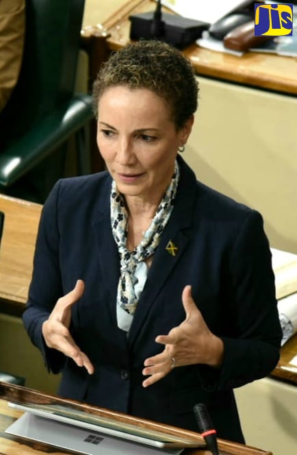 Minister of Foreign Affairs and Foreign Trade and Leader of Government Business in the Upper House, Senator the Hon. Kamina Johnson Smith, addressing Friday’s (Nov. 25) sitting of the Upper House.