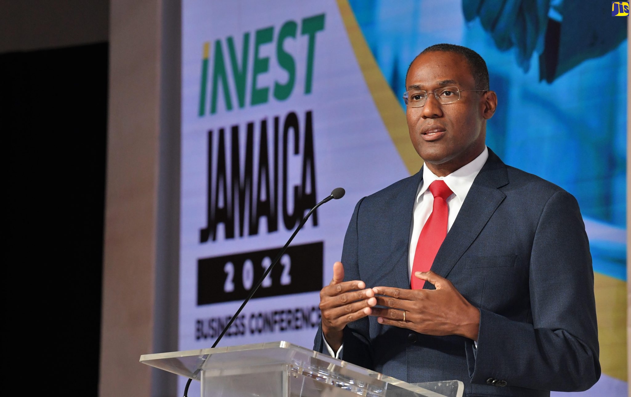 Minister of Finance and the Public Service, Dr. the Hon Nigel Clarke, addresses the Invest Jamaica 2022 Business Conference at the Montego Bay Convention Centre in St. James, on Tuesday (November 29). 