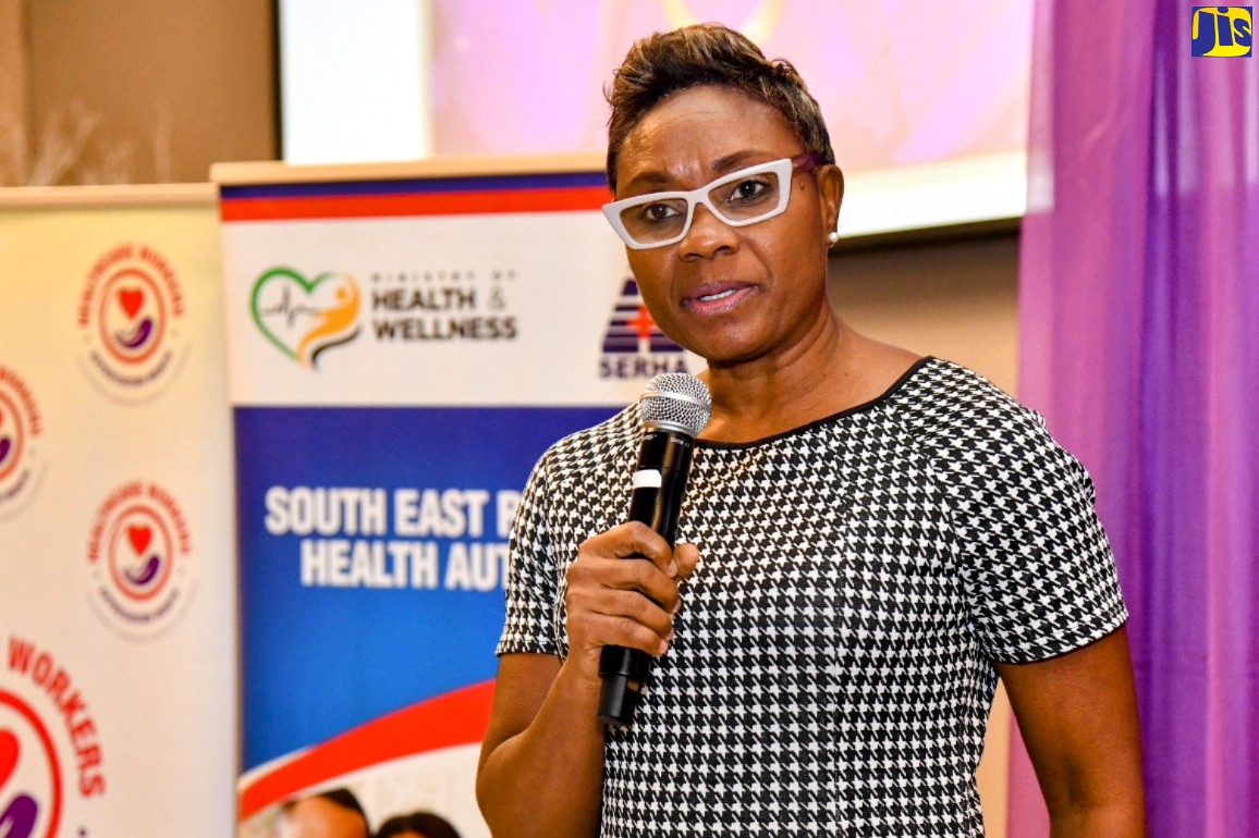 Minister of State in the Ministry of Health and Wellness, Hon. Juliet Cuthbert-Flynn, addresses a special awards banquet for healthcare workers at the AC Marriott Hotel in Kingston, on Friday (November 25).