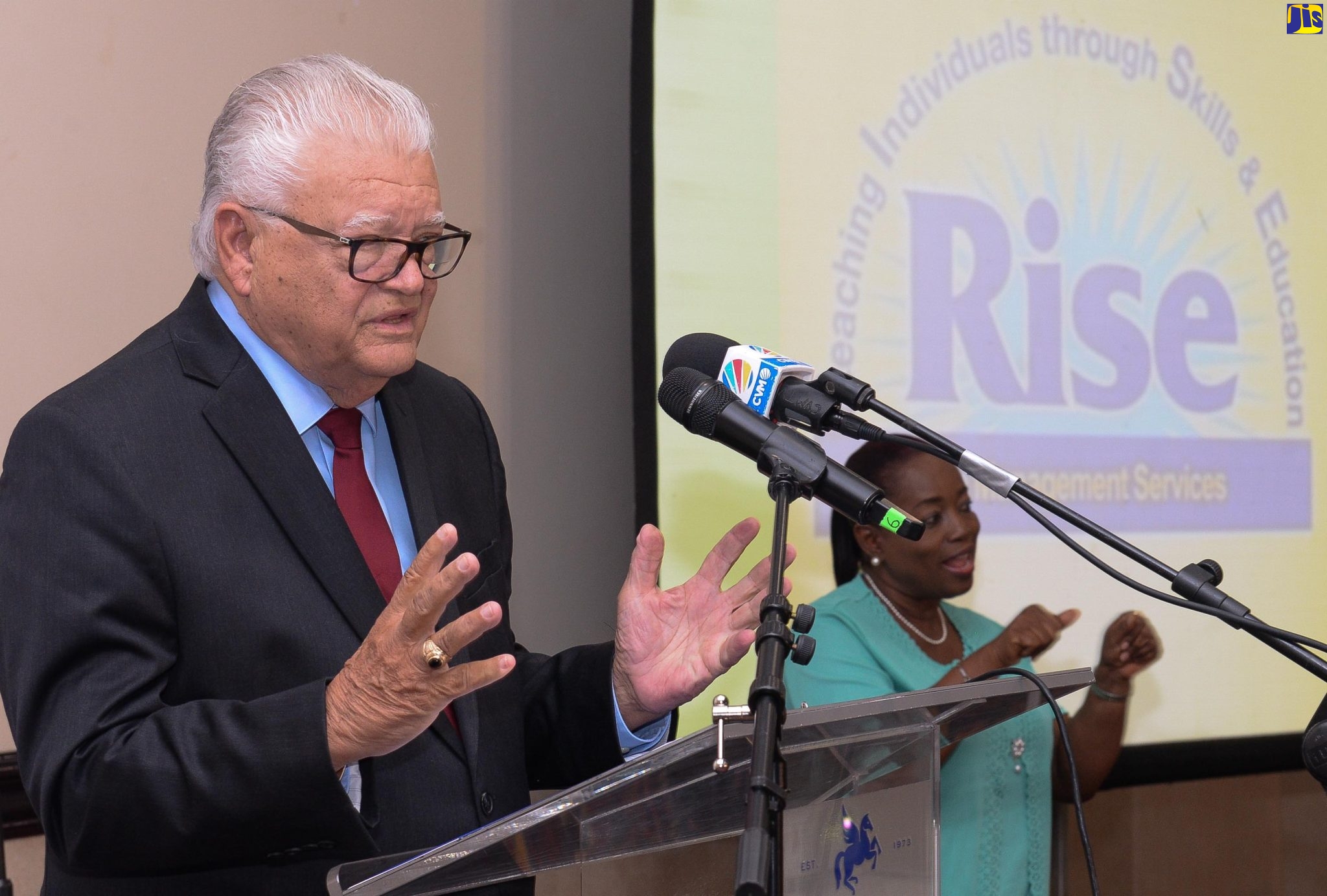 Minister of Labour and Social Security, Hon. Karl Samuda, addresses the media launch of Rise Life Management Service’s Enabling Opportunities for Persons With Disabilities project, held on Thursday (Dec. 1), at the Jamaica Pegasus Hotel in New Kingston.