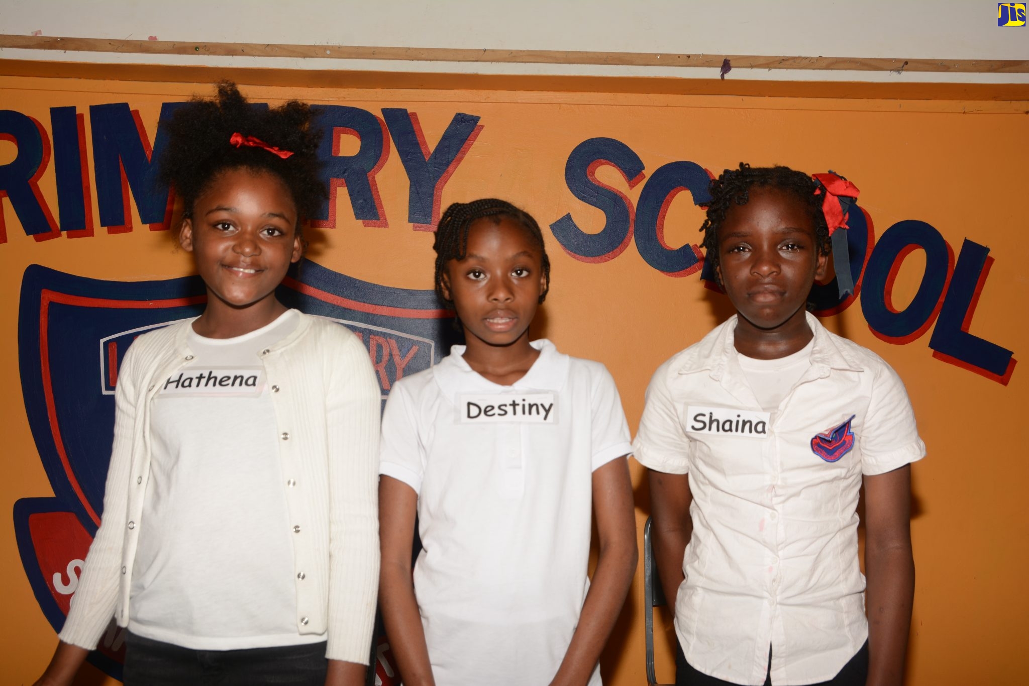 The top-three finishers in the grade-four category of the recent Lucea Primary School Spelling Bee Competition (from left) winner Hathena Dias; first runner-up, Destiny Diaram and second runner-up, Shaina Locke.