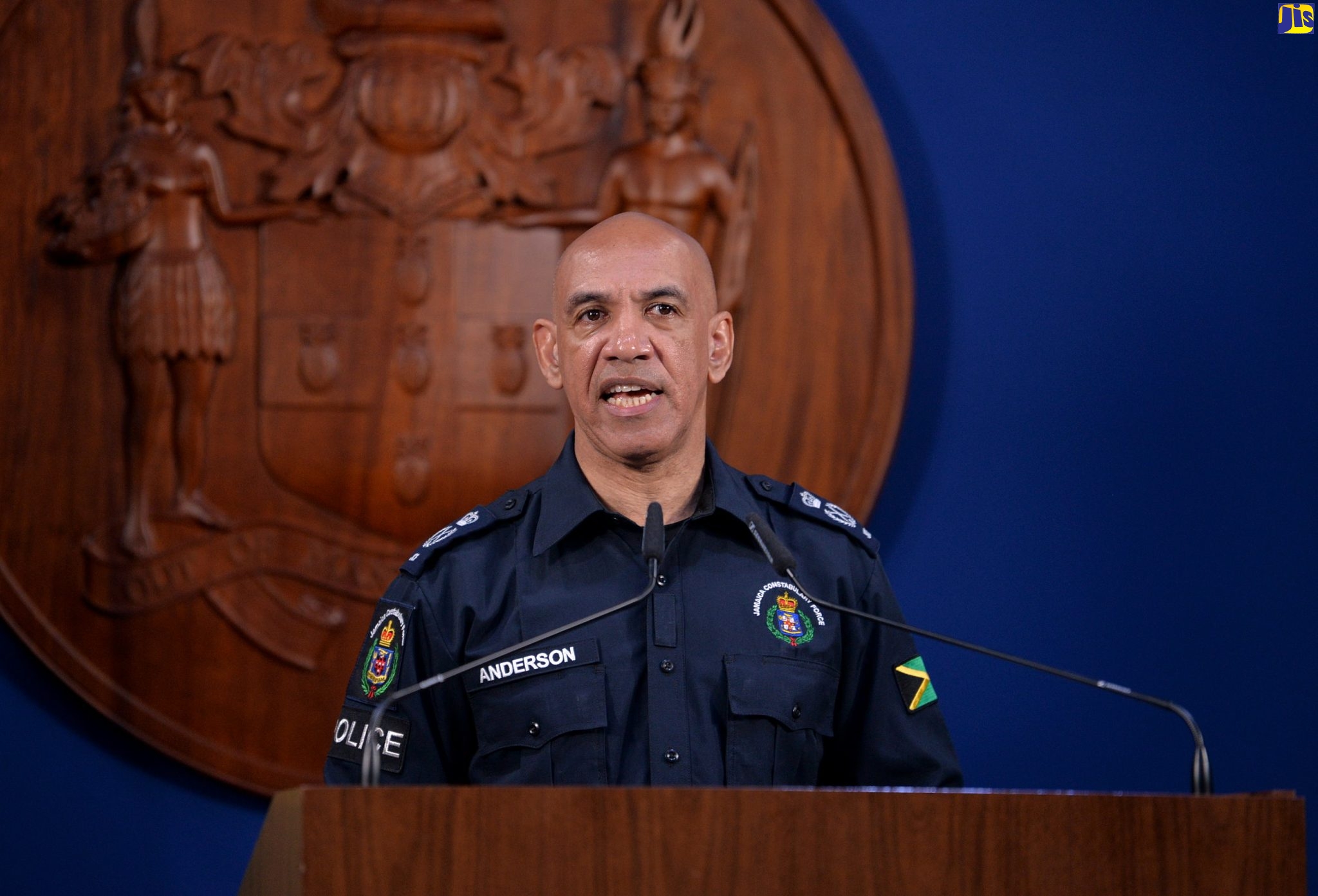 Commissioner of Police, Major General Antony Anderson, addressing a press conference at the Office of the Prime Minister on Tuesday (December 6), where Prime Minister the Most Hon. Andrew Holness, announced States of Public Emergency (SOEs) in several parishes and police divisions islandwide.