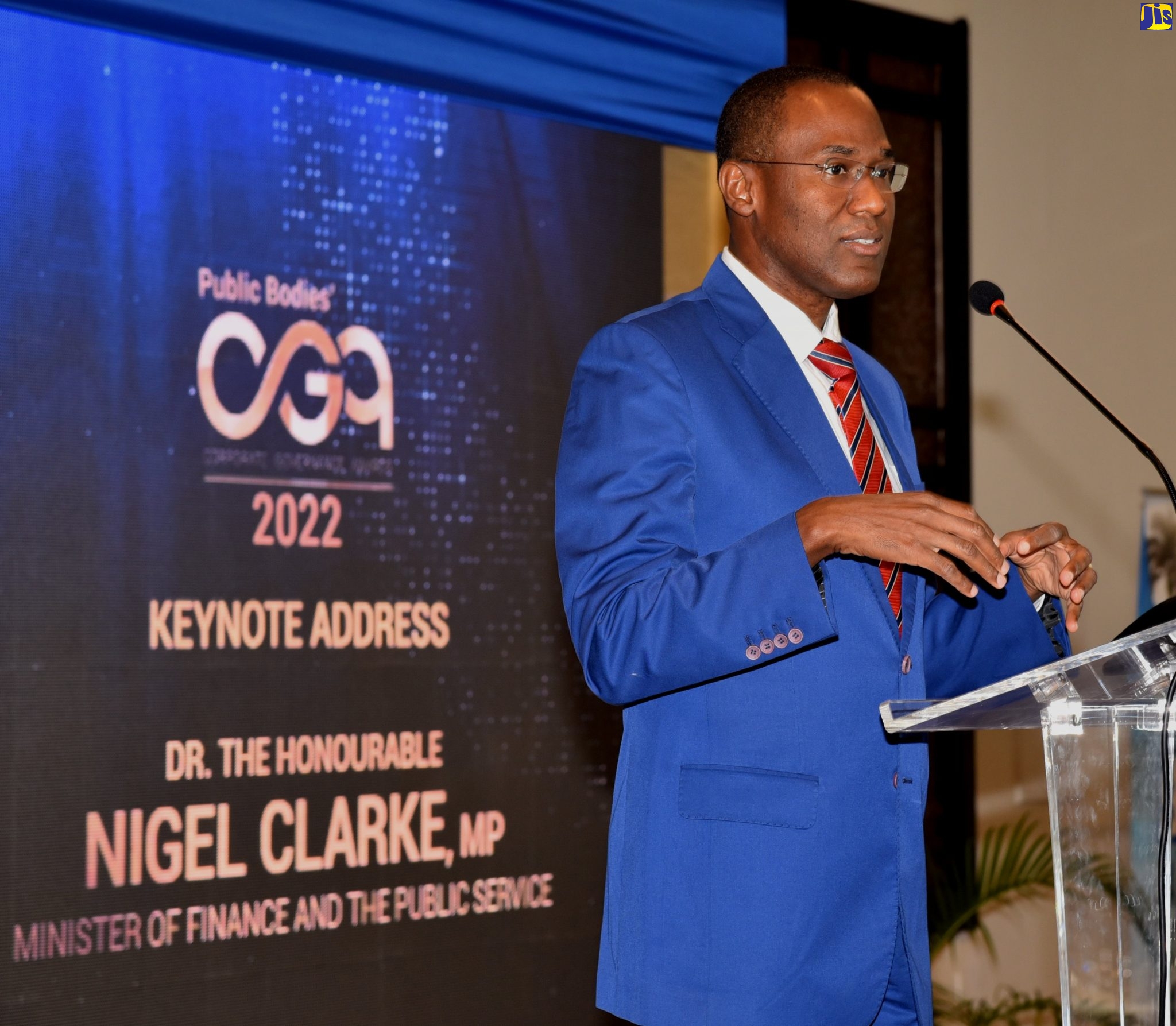 Minister of Finance and the Public Service, Dr. the Hon. Nigel Clarke, speaking during the Public Bodies Corporate Governance Awards ceremony at The Jamaica Pegasus hotel in New Kingston, on Thursday (December 1).

