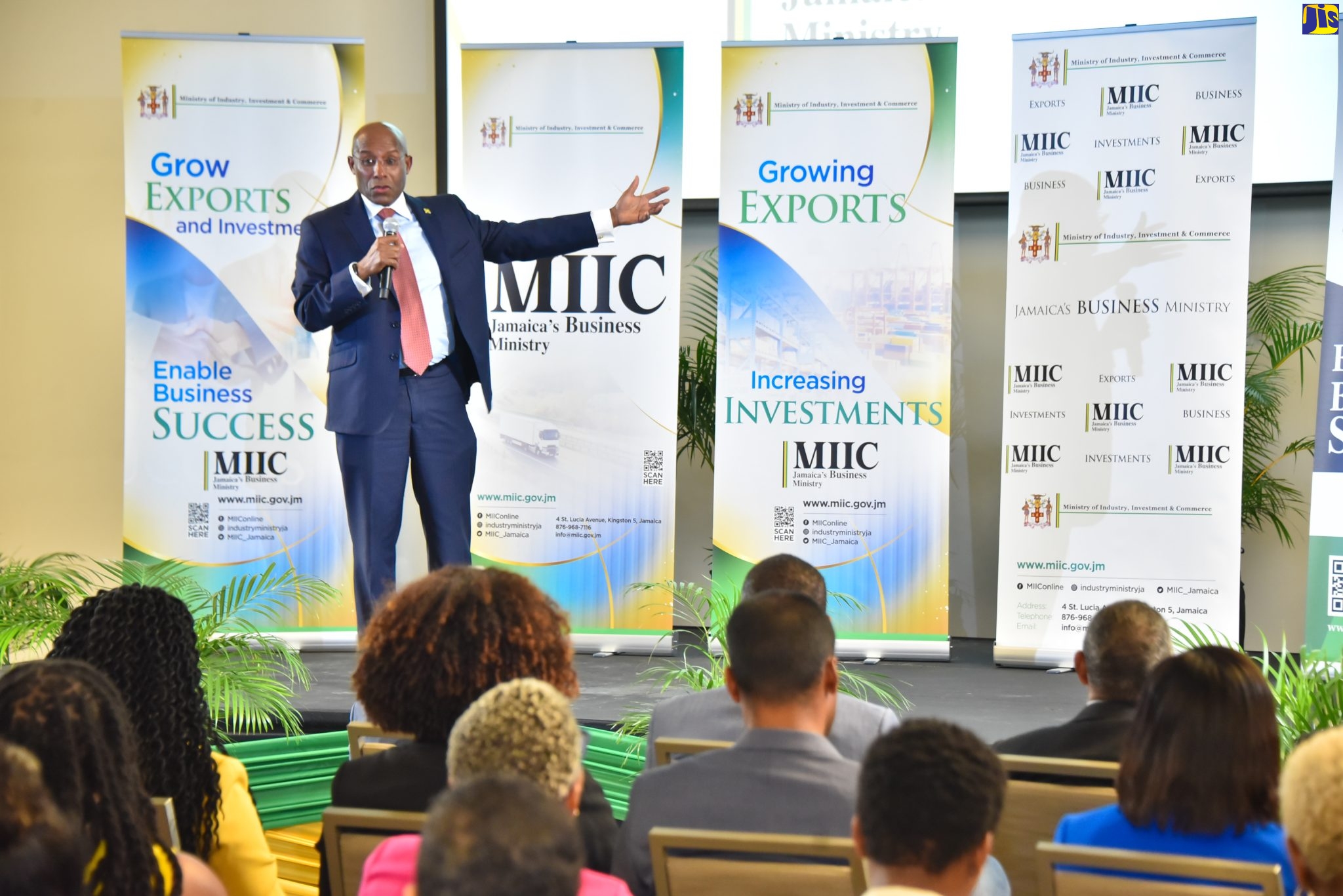 Minister of Industry, Investment and Commerce, Senator the Hon. Aubyn Hill, addressing stakeholders at a Rebranding and Quality Recognition Ceremony, held at the AC Hotel by Marriott in Kingston, on Wednesday (January 18).