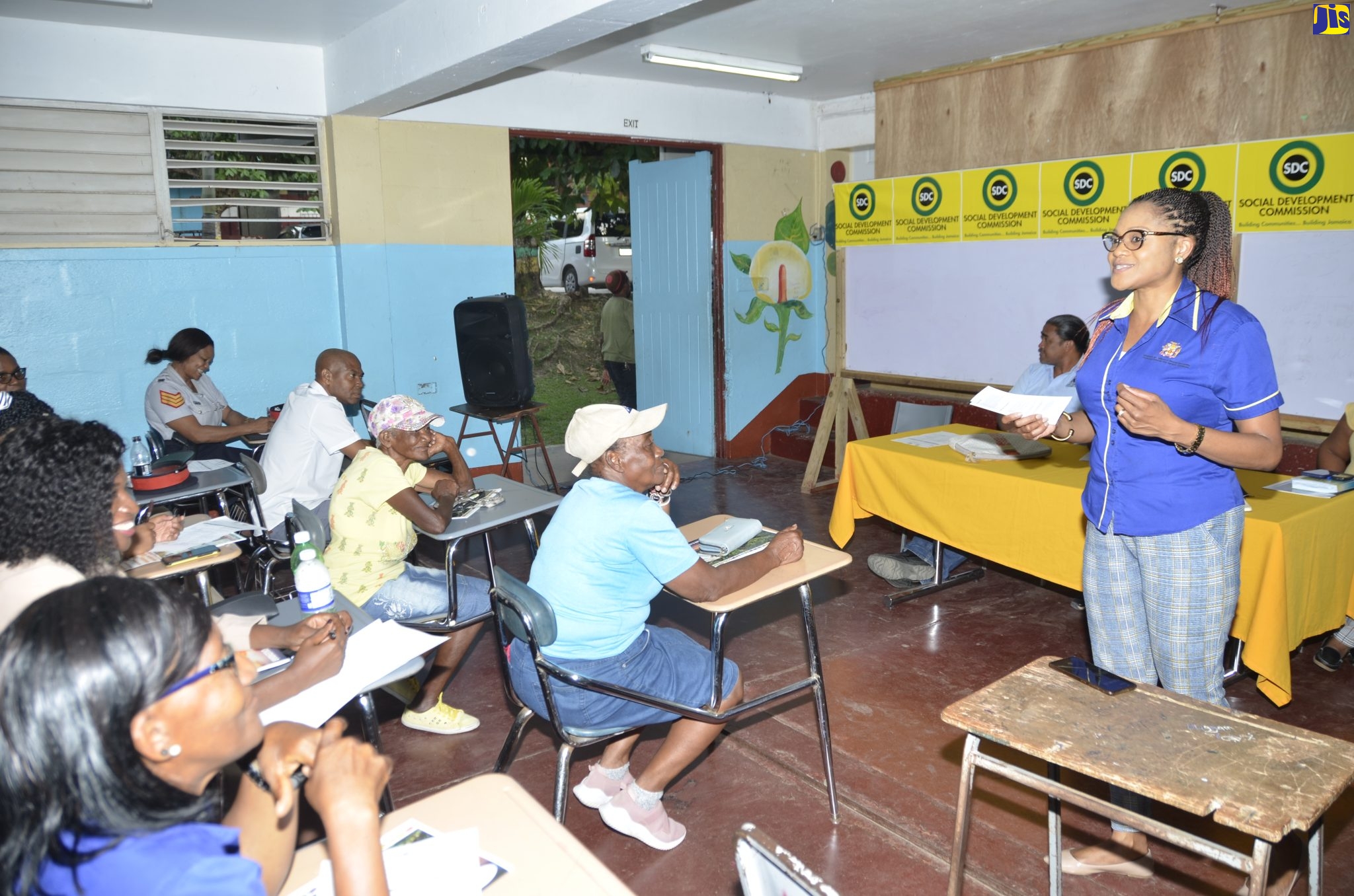 Parish Organiser for the National Council for Senior Citizens (NCSC) in St. Elizabeth, Ministry of Labour and Social Security, Marieck Morgan, addresses a Social Development Commission (SDC) Community Forum held at Maggotty High School in St. Elizabeth on Thursday (January 26).