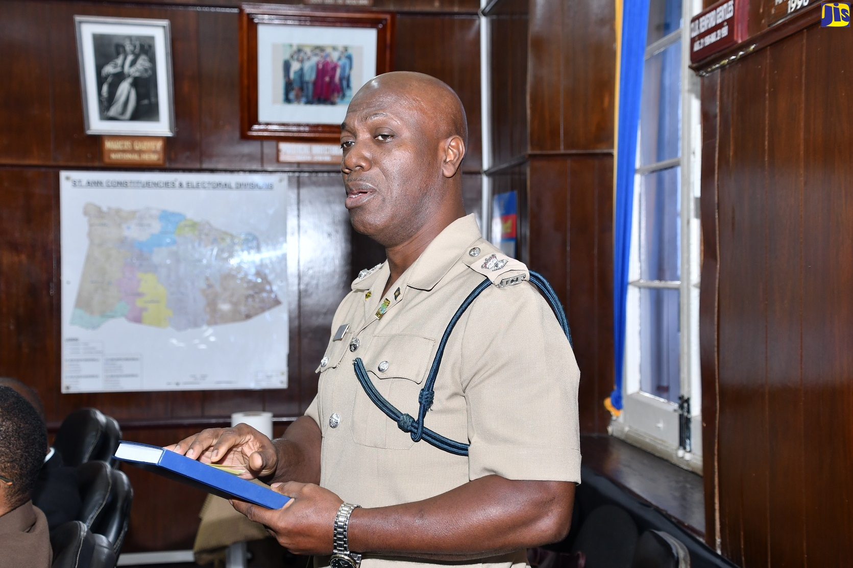 Head of the St Ann Police, Senior Superintendent of Police, Dwight Powell, addresses the monthly meeting of the St. Ann Municipal Corporation in St. Ann’s Bay, on January 12.


