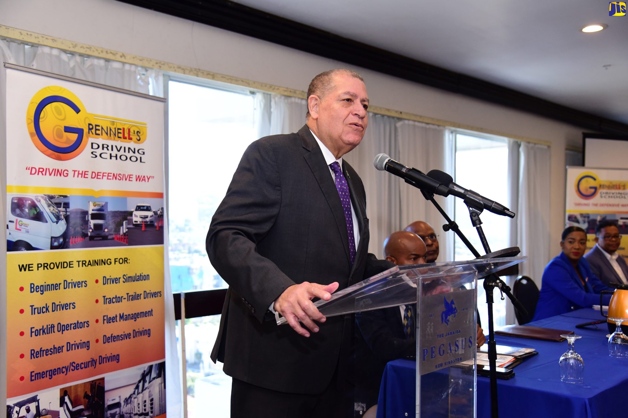 Minister of Transport and Mining, Hon. Audley Shaw, addresses the opening of Grennell’s Driving School Crash Free Defensive Driving Workshop, held today (January 23), at The Jamaica Pegasus hotel in New Kingston. 