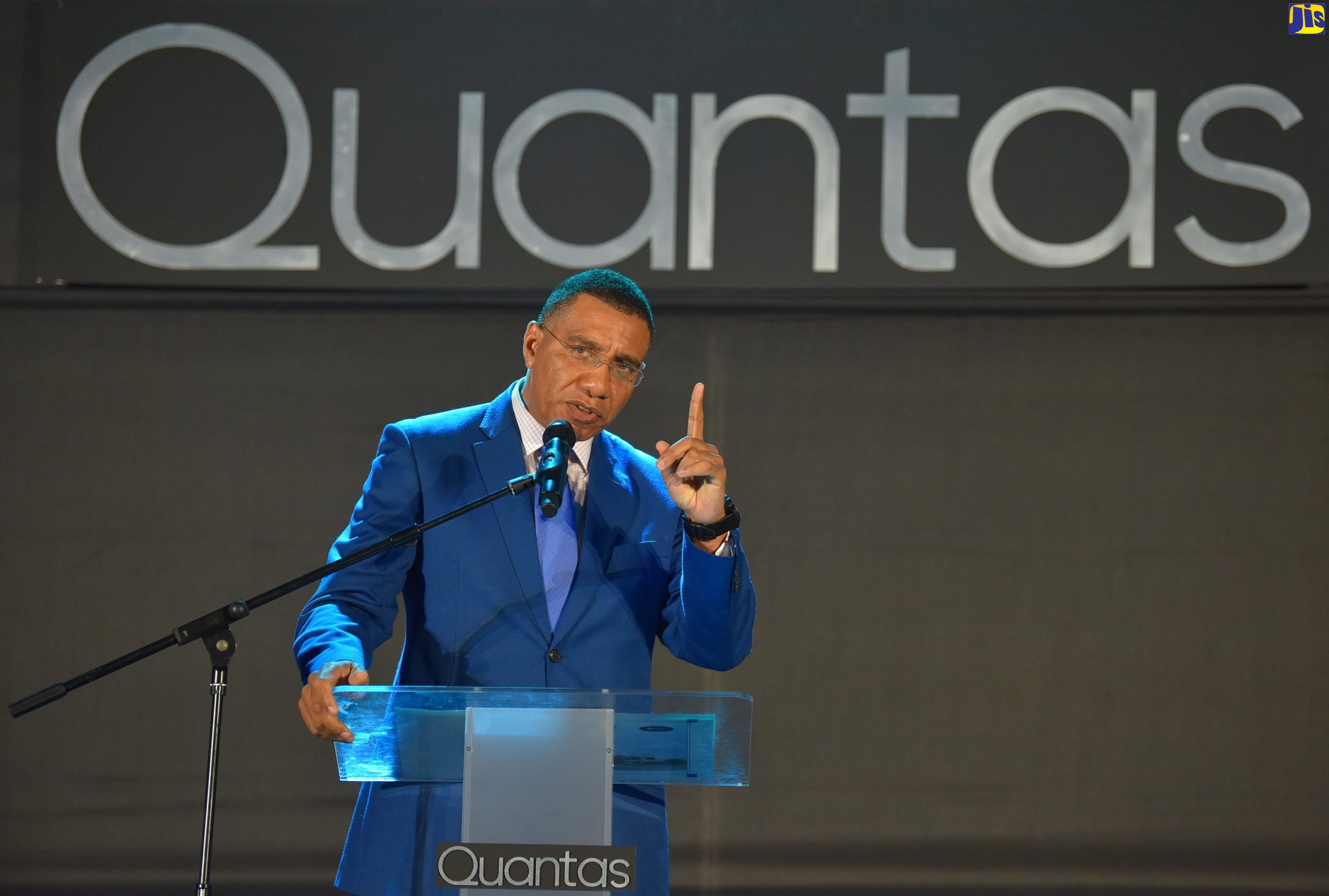 Prime Minister, the Most Hon. Andrew Holness, addresses the  launch of Quantas Financial Group on January 11 at the Jamaica Pegasus Hotel, New Kingston.
