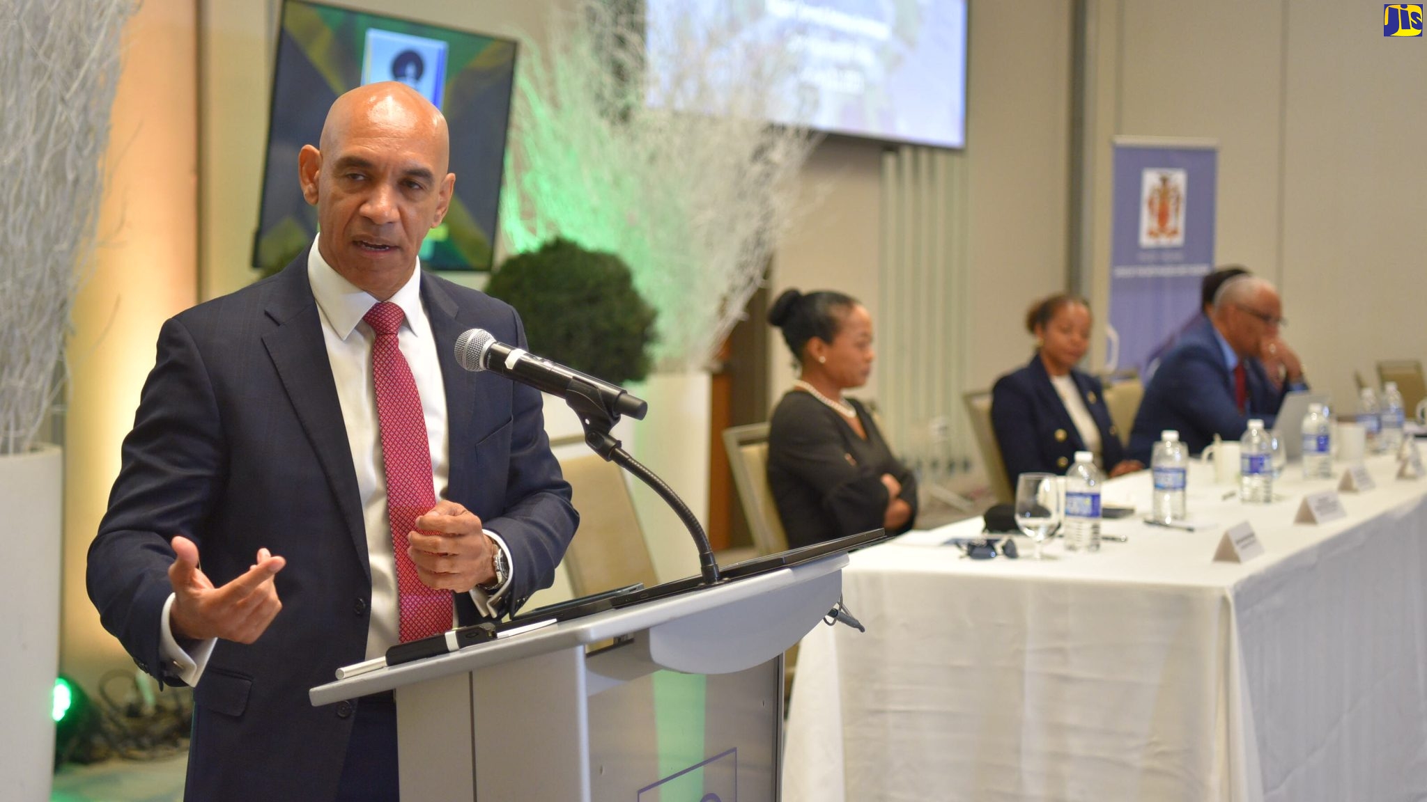 Police Commissioner, Major General Antony Anderson, addressing the 2023 National Security Seminar at the AC Hotel by Marriott Kingston, on Thursday (January 12.