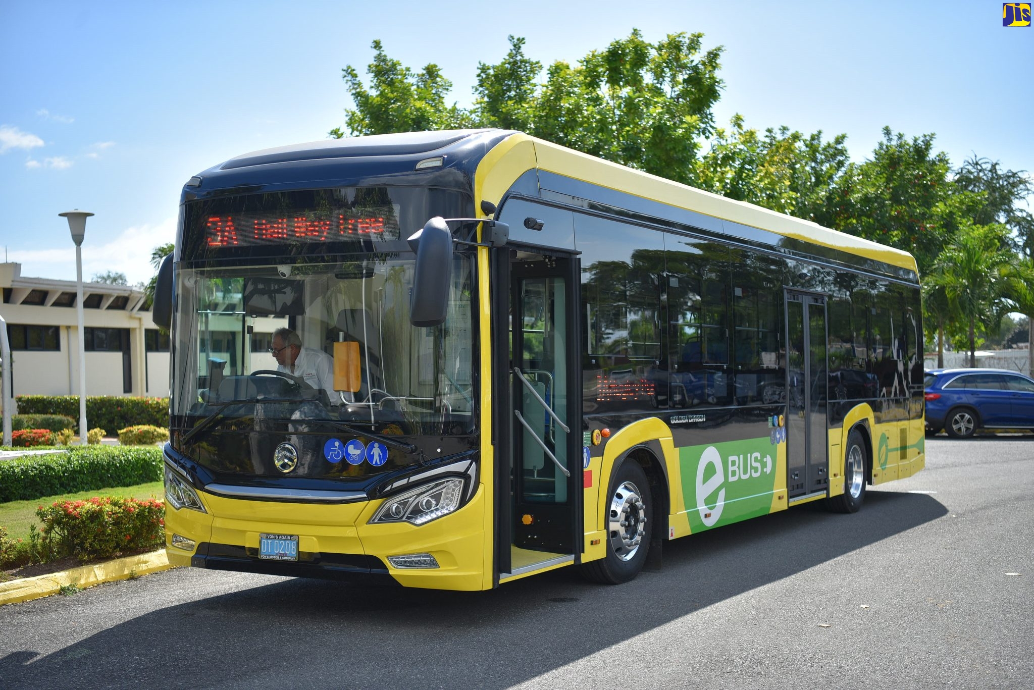 The first Jamaica Urban Transit Company (JUTC) public passenger electric bus, which was unveiled at the Office of the Prime Minister in St. Andrew on January 30.