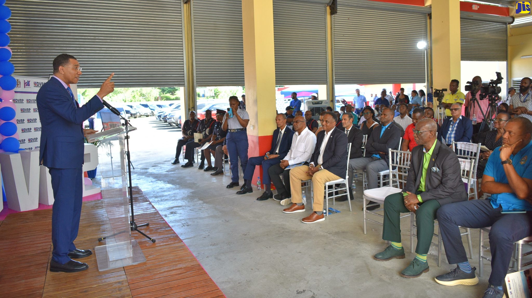 Prime Minister, the Most Hon. Andrew Holness, addresses the hand over ceremony for the Port Maria Fire Station in St. Mary on Friday (January 13).