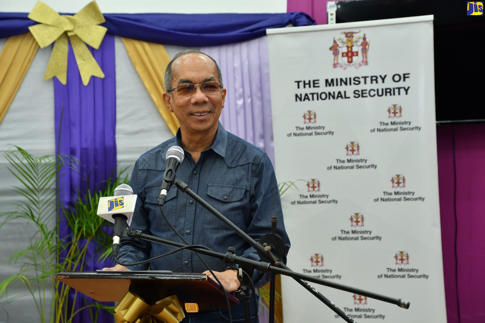 Deputy Prime Minister and Minister of National Security, Hon. Dr. Horace Chang, addressing a recent ceremony to hand over musical instruments to the Irwin High School in St James, under the Ministry’s ‘Liv Gud’ Music, Sports and Technology (MST) programme.