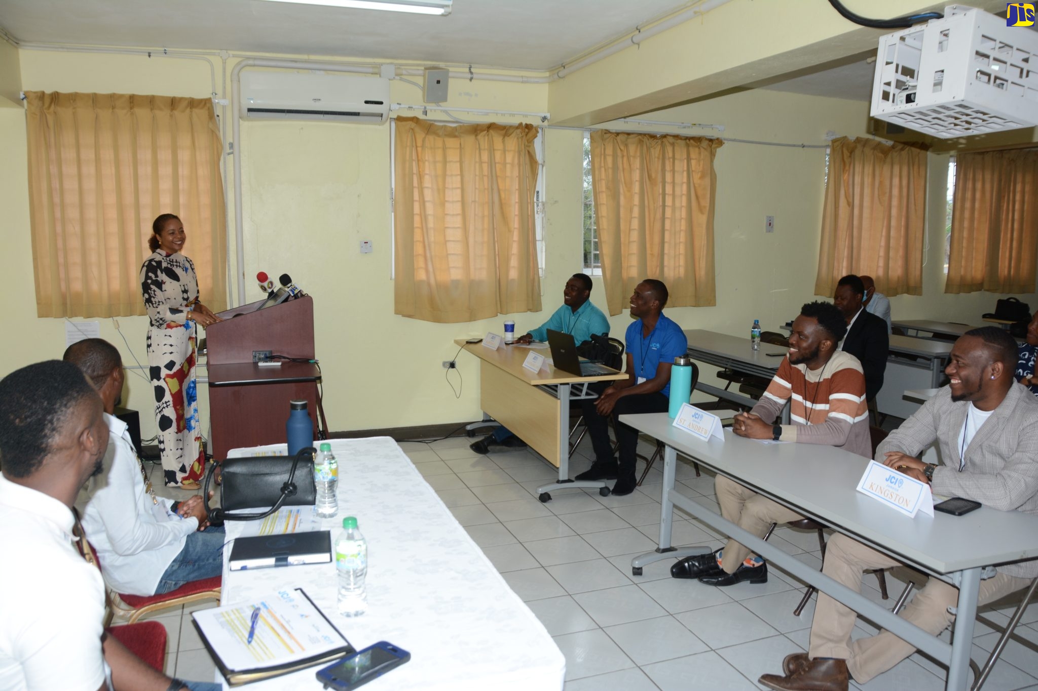 Minister of Legal and Constitutional Affairs, Hon. Marlene Malahoo Forte, addresses members of the Junior Chamber International (JCI) Jamaica at the entity’s First National Meeting at the Montego Bay Community College in St. James on Saturday, February 25.