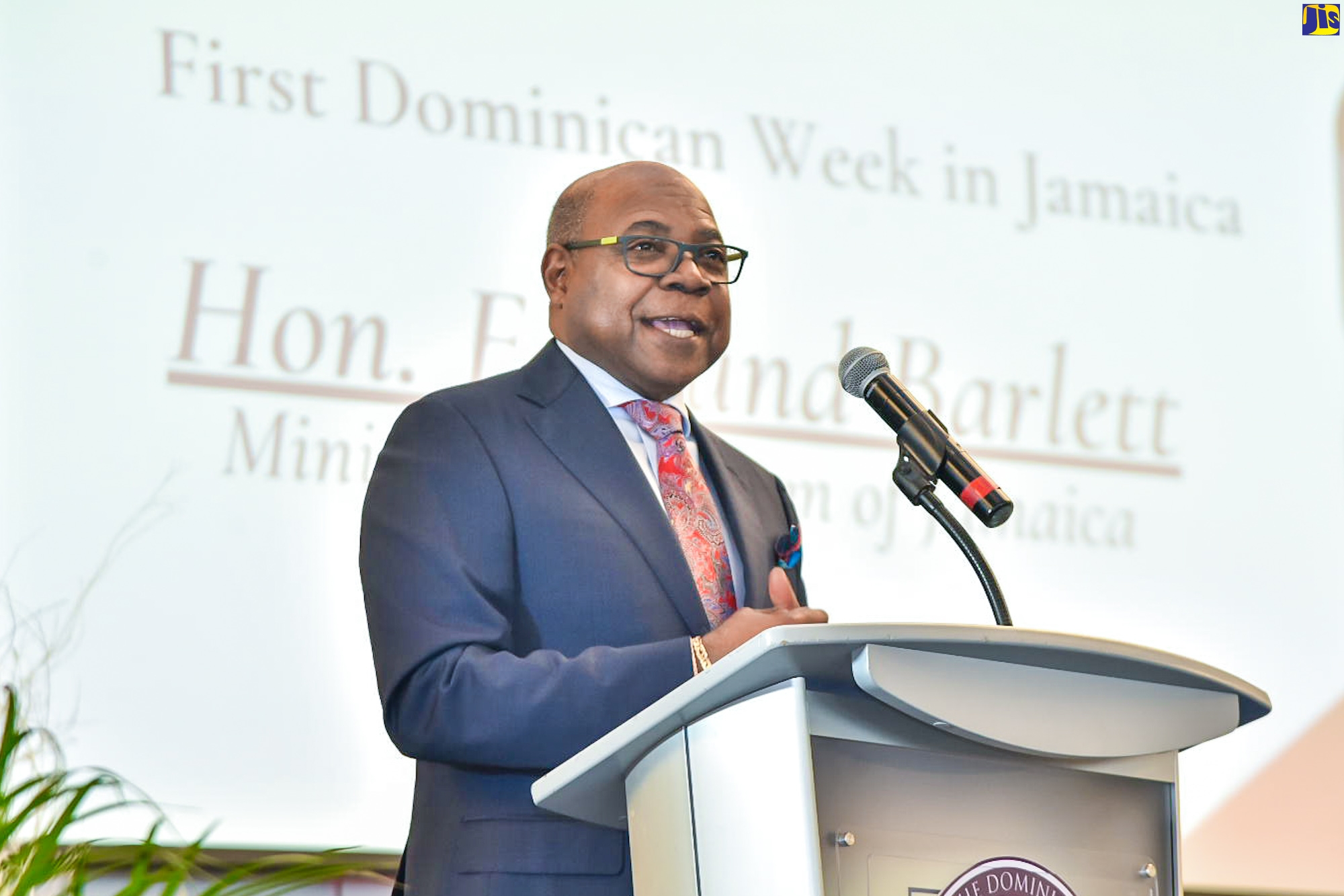 Minister of Tourism, Hon. Edmund Bartlett, addresses the inaugural Jamaica/Dominican Republic business forum at the AC Hotel in Kingston on Tuesday (February 21).