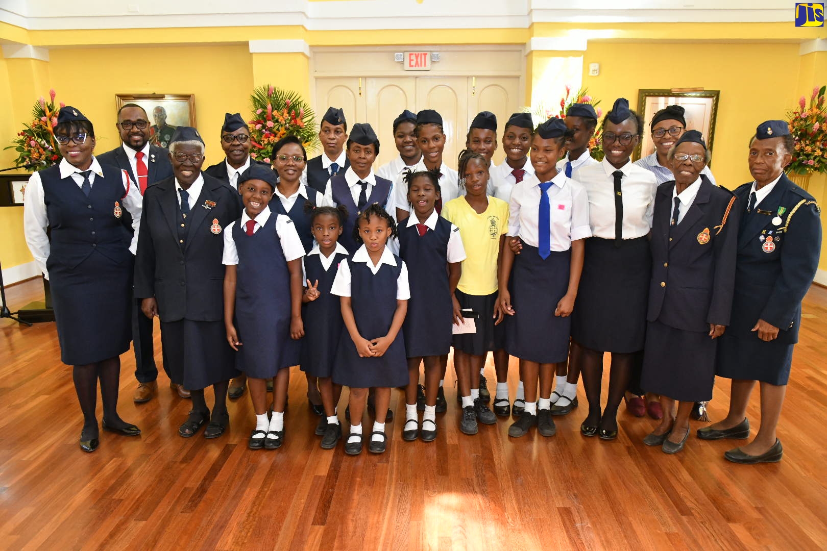 Members of The Girls’ Brigade Jamaica share a photo opportunity during a visit to King’s House in Kingston on Monday (March 6). The visit was to launch Girl’s Brigade Month, and the organisation’s fundraising tag drive.