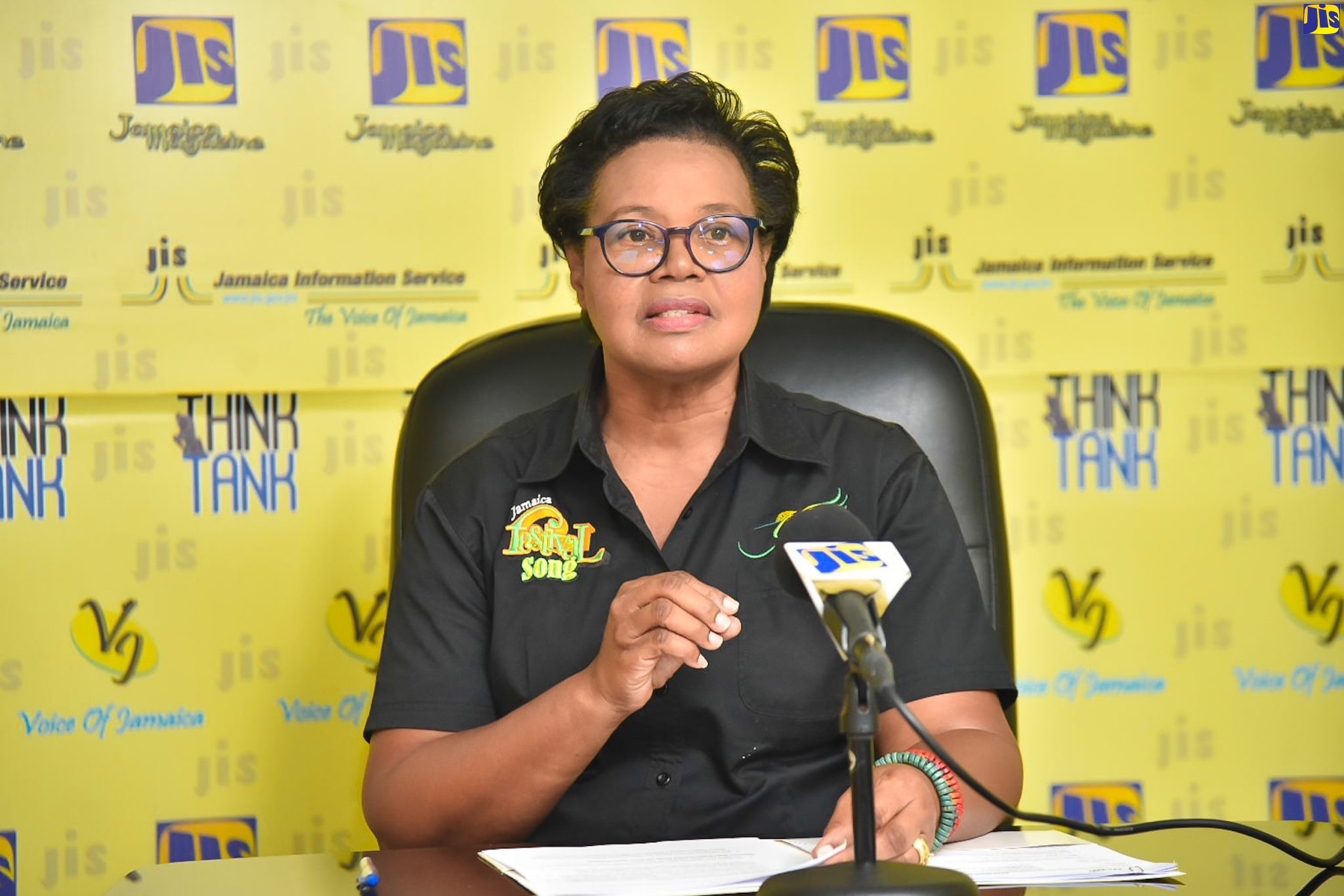 Acting Executive Director, Jamaica Cultural Development Commission (JCDC), Marjorie Leyden-Kirton, speaking at a recent Jamaica Information Service (JIS) ‘Think Tank’.